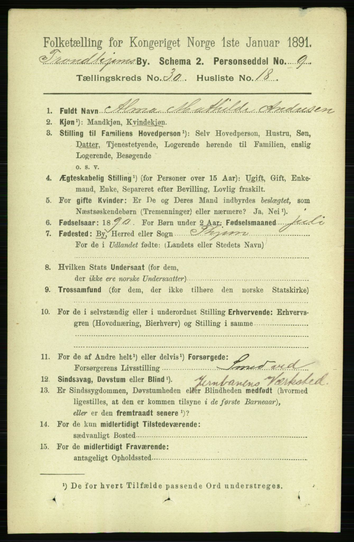 RA, 1891 census for 1601 Trondheim, 1891, p. 22571