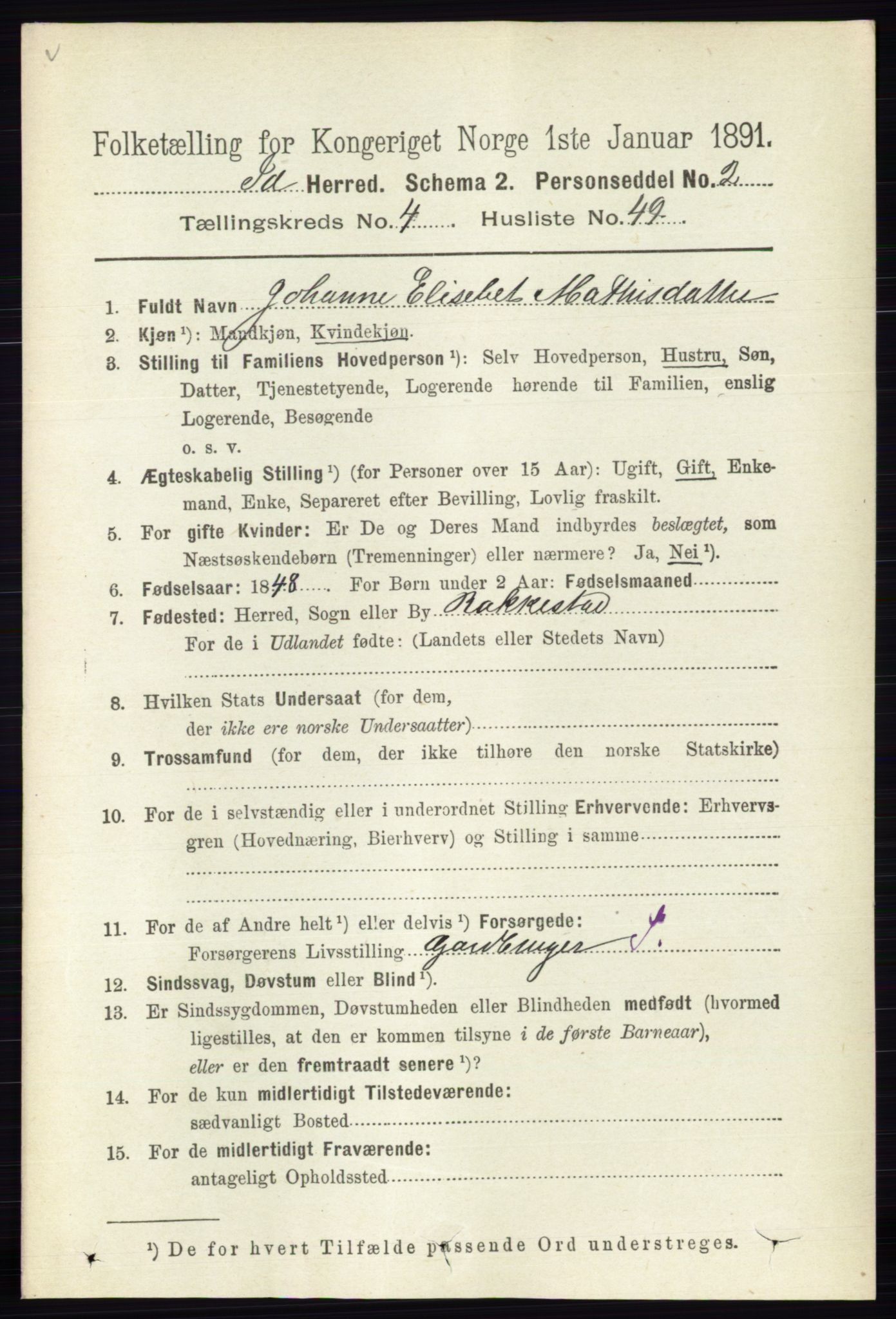 RA, 1891 census for 0117 Idd, 1891, p. 3156