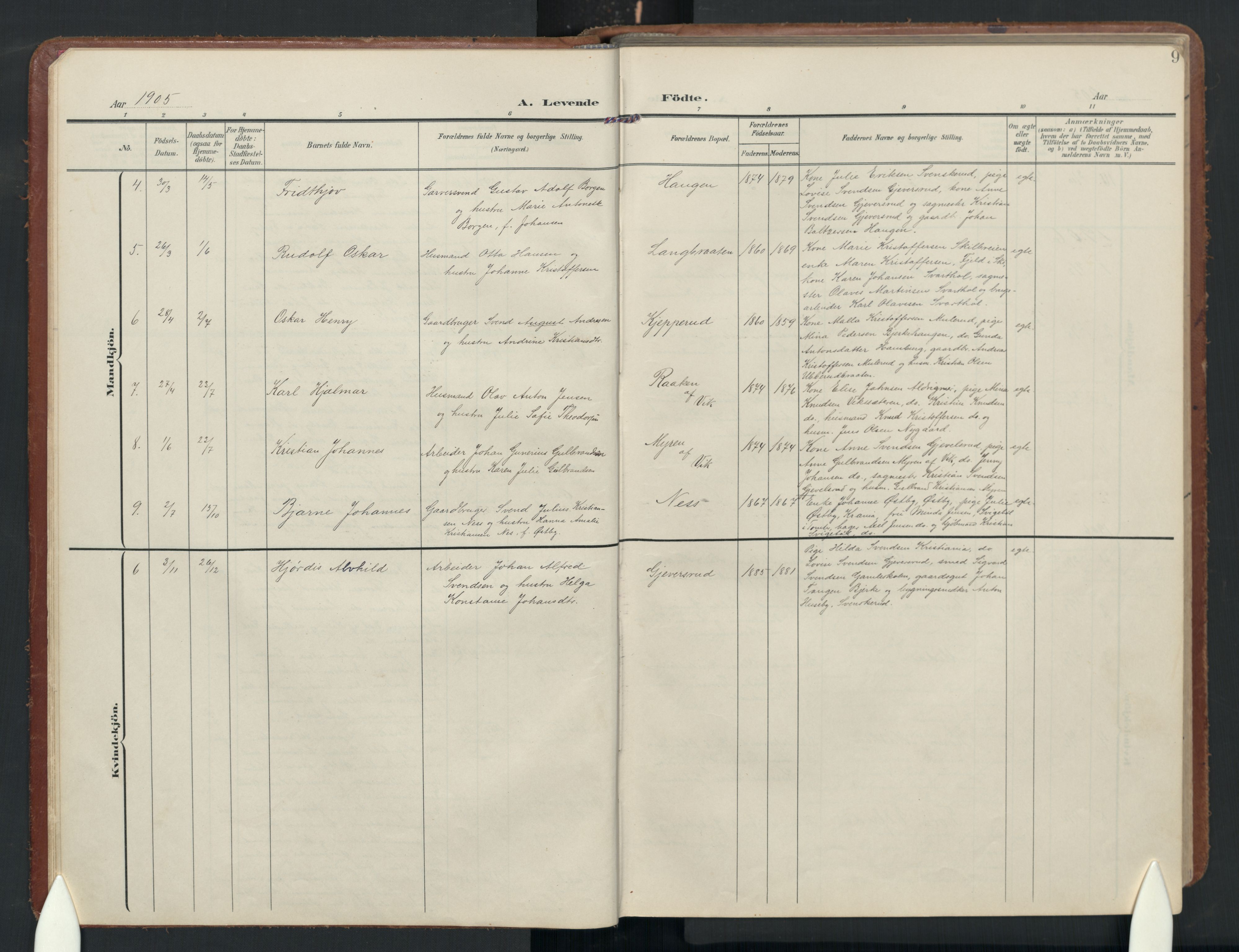 Enebakk prestekontor Kirkebøker, AV/SAO-A-10171c/G/Gb/L0003: Parish register (copy) no. II 3, 1903-1970, p. 9