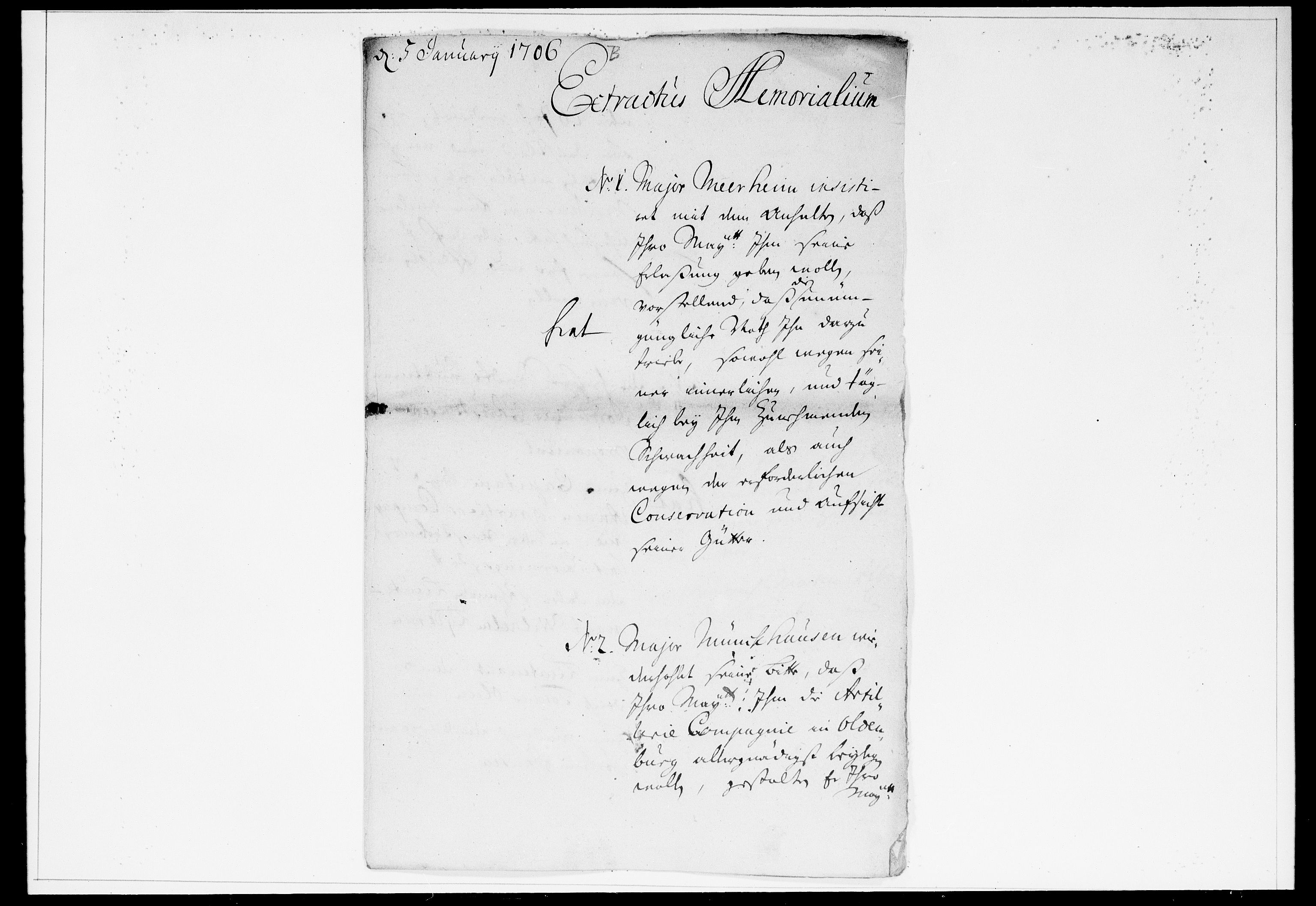 Krigskollegiet, Krigskancelliet, DRA/A-0006/-/0951-0956: Refererede sager, 1706, p. 17