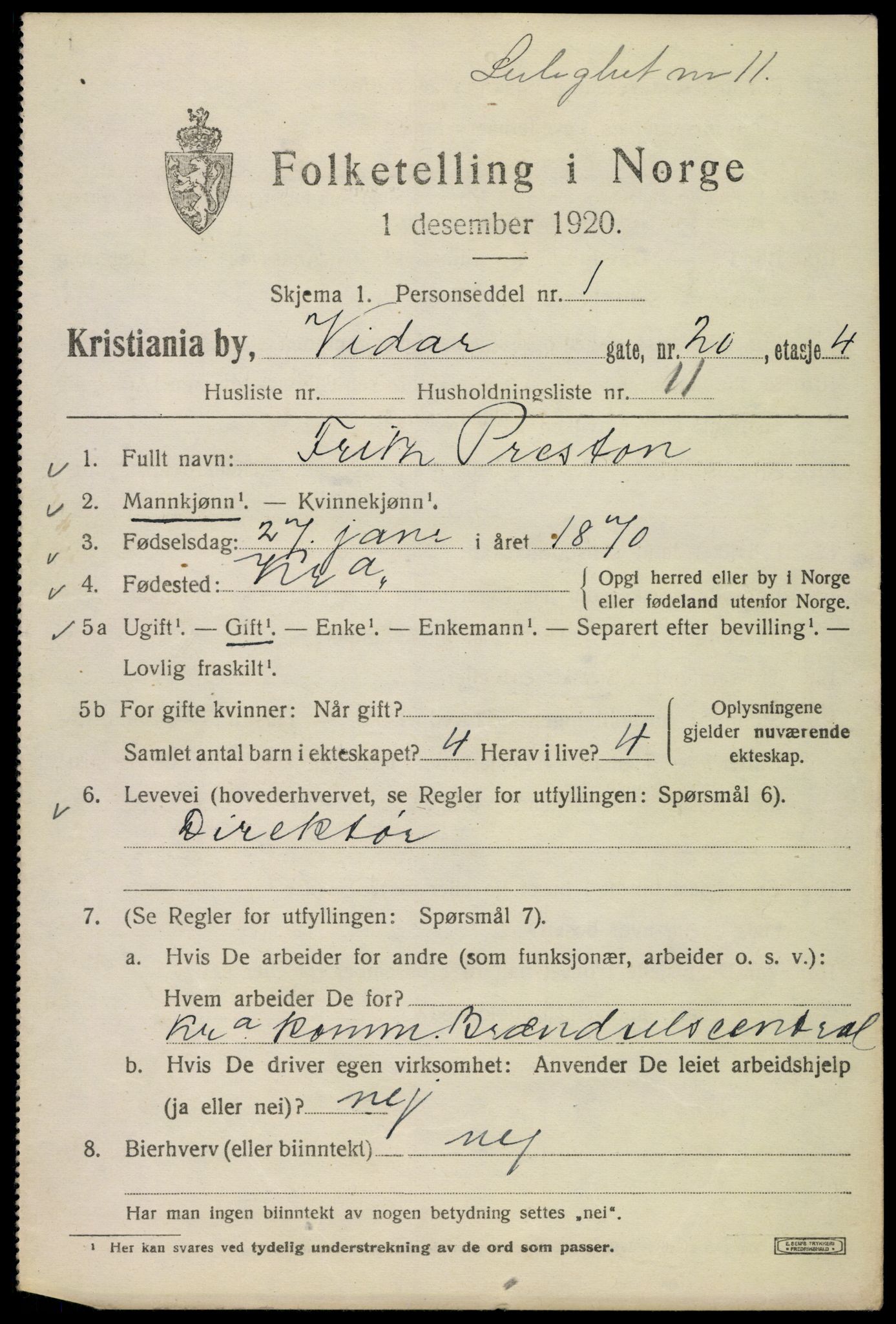 SAO, 1920 census for Kristiania, 1920, p. 636751