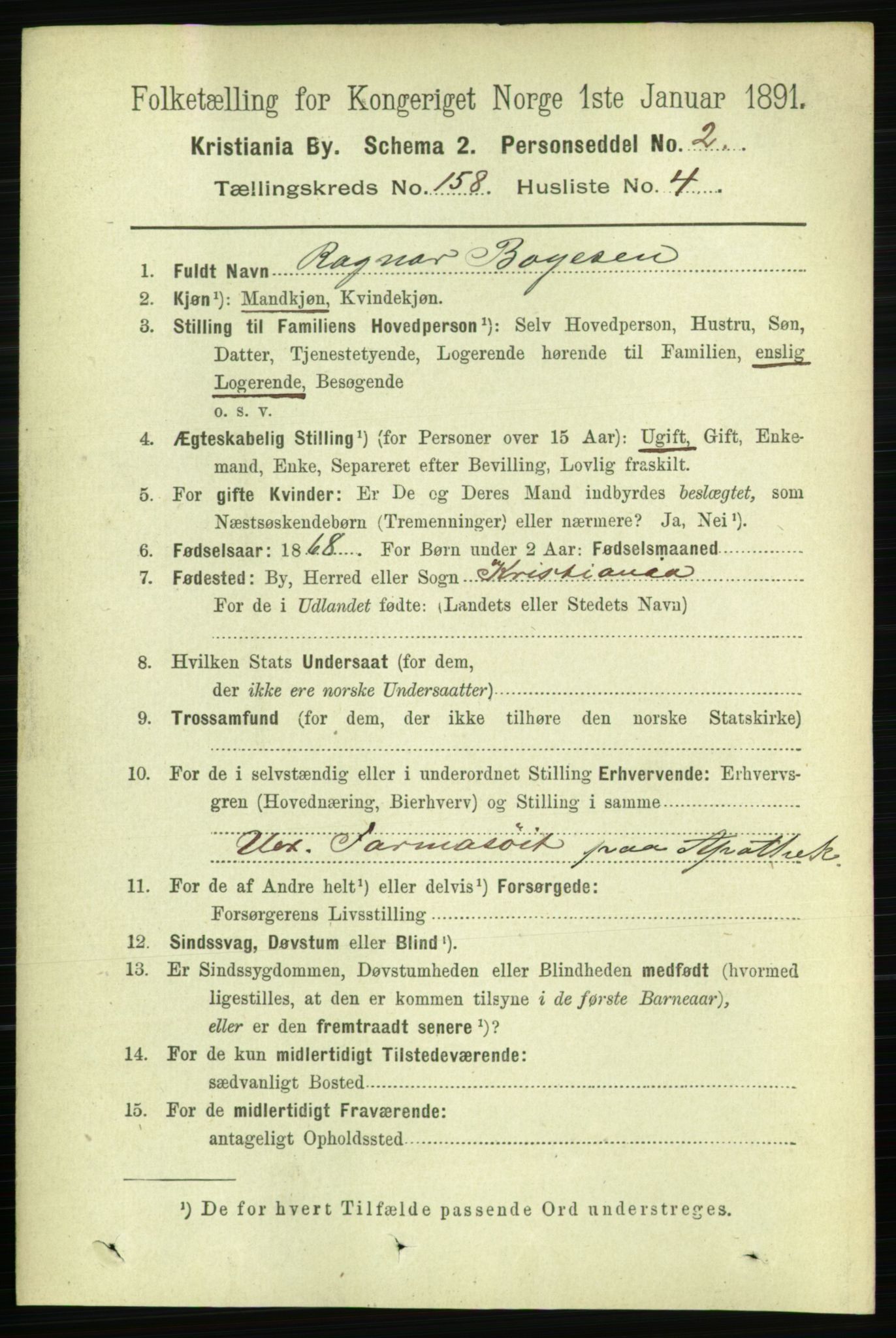 RA, 1891 census for 0301 Kristiania, 1891, p. 89698