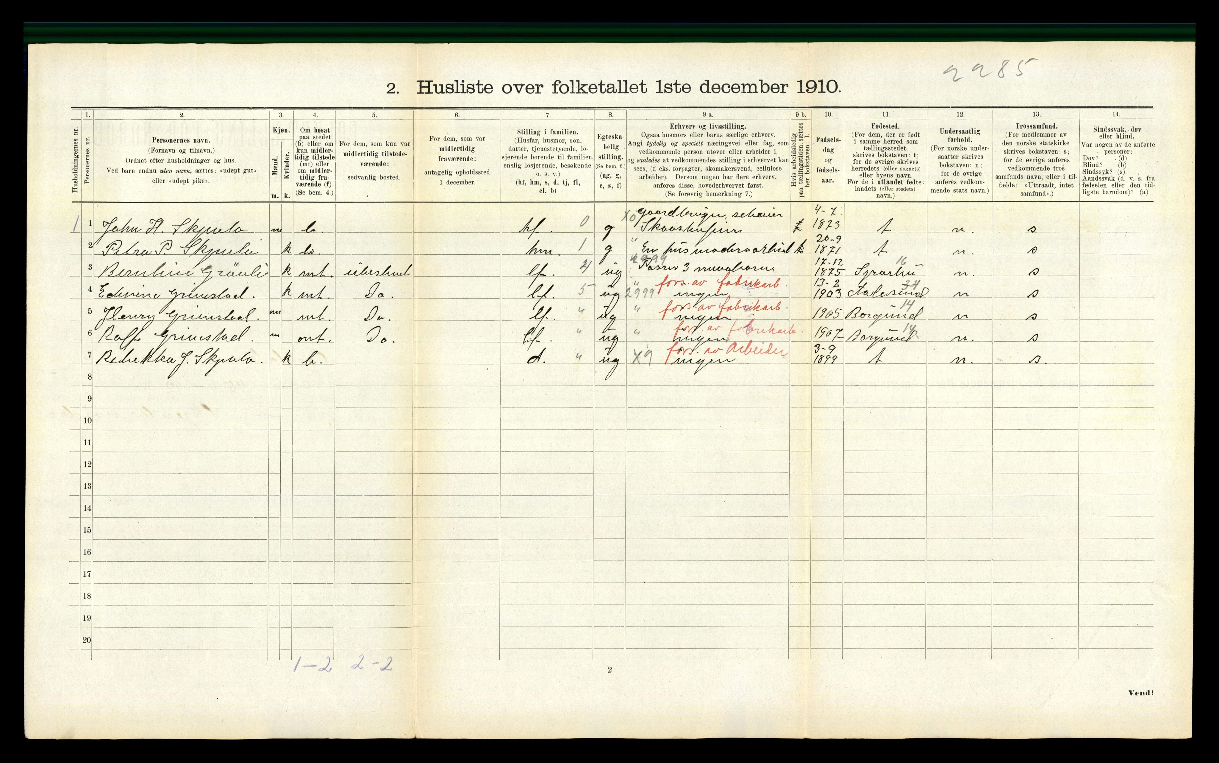 RA, 1910 census for Ogndal, 1910, p. 235