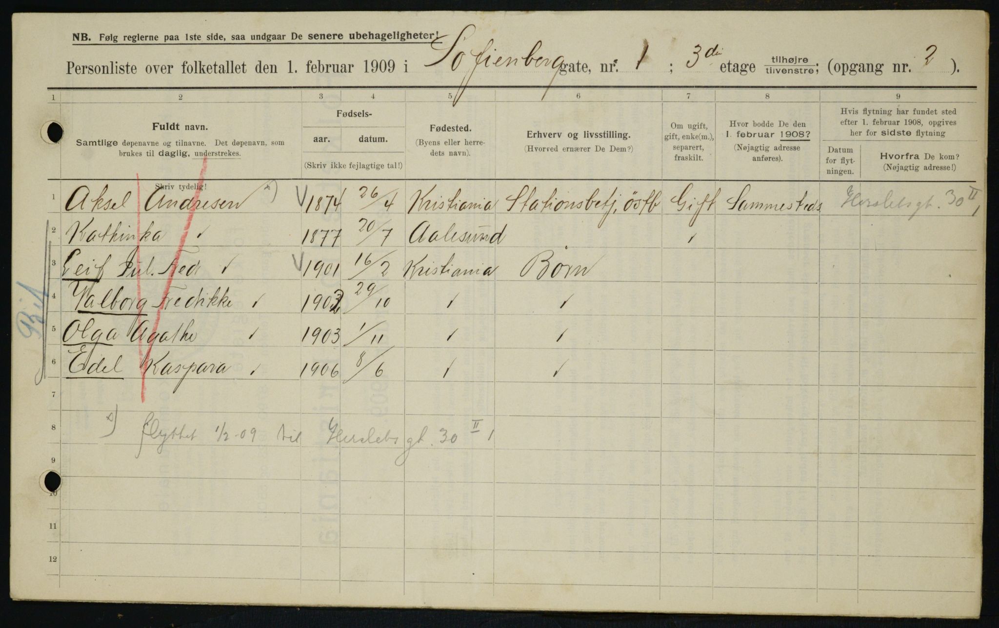 OBA, Municipal Census 1909 for Kristiania, 1909, p. 88997