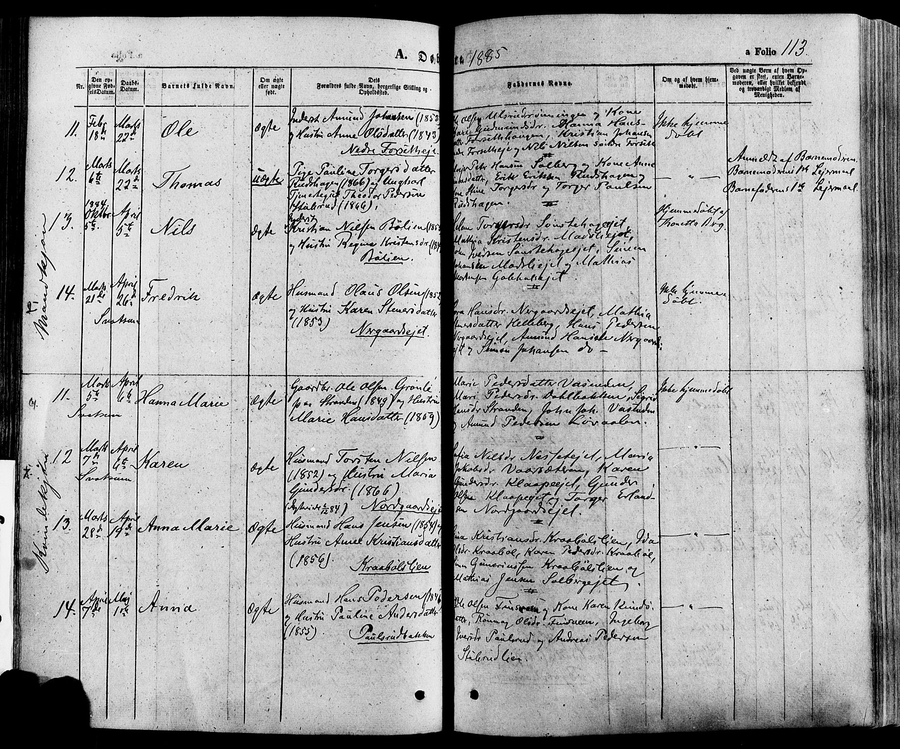 Gausdal prestekontor, AV/SAH-PREST-090/H/Ha/Haa/L0010: Parish register (official) no. 10, 1867-1886, p. 113