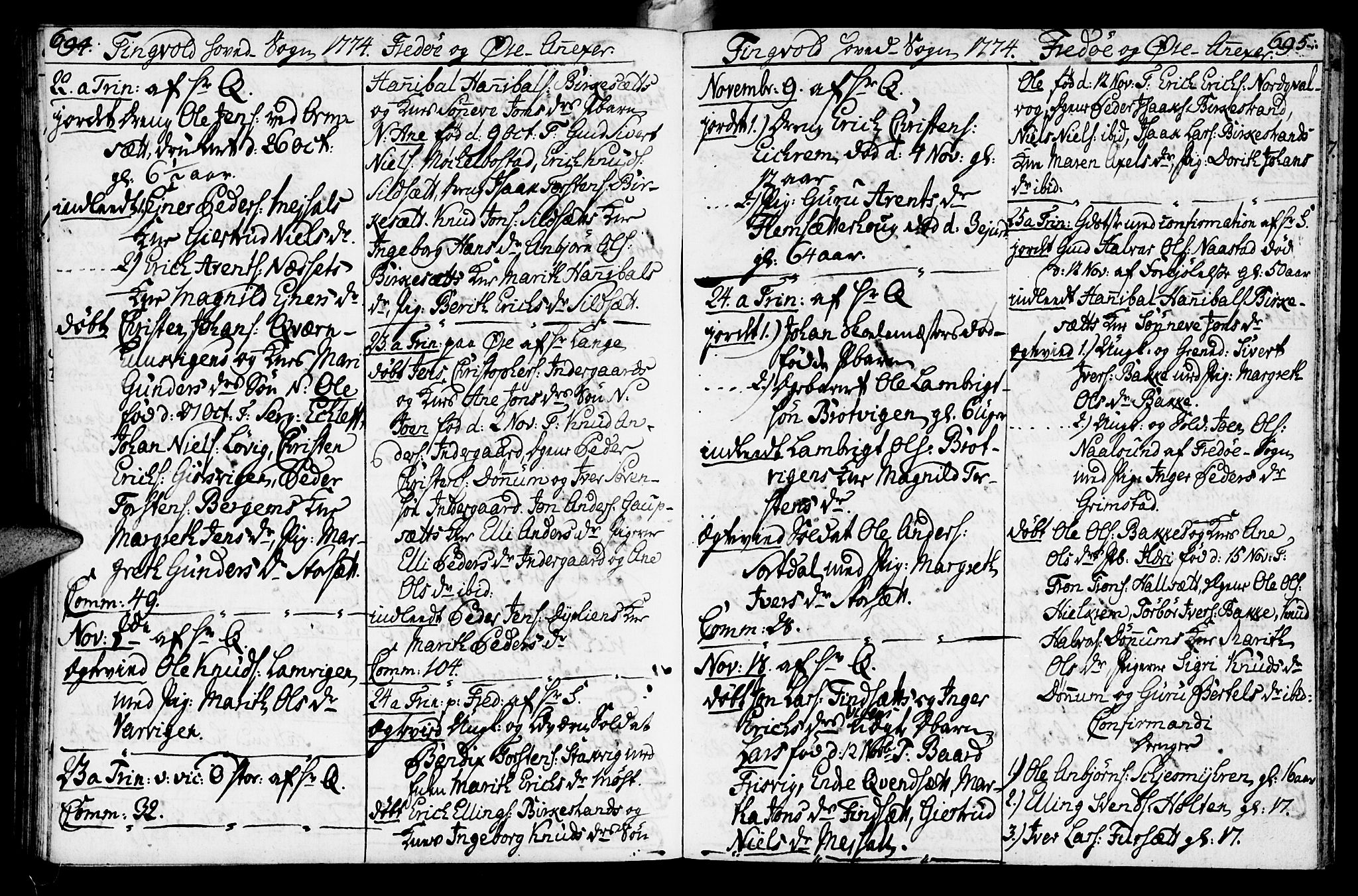 Ministerialprotokoller, klokkerbøker og fødselsregistre - Møre og Romsdal, SAT/A-1454/586/L0979: Parish register (official) no. 586A05, 1751-1776, p. 694-695