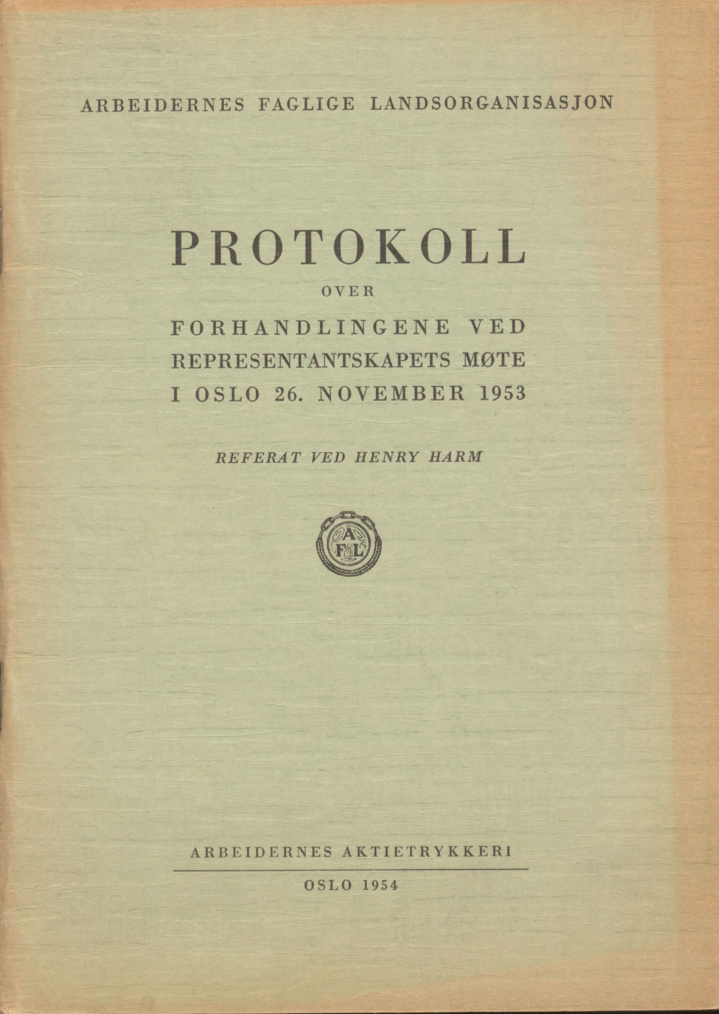Landsorganisasjonen i Norge, AAB/ARK-1579, 1953-1977, p. 1