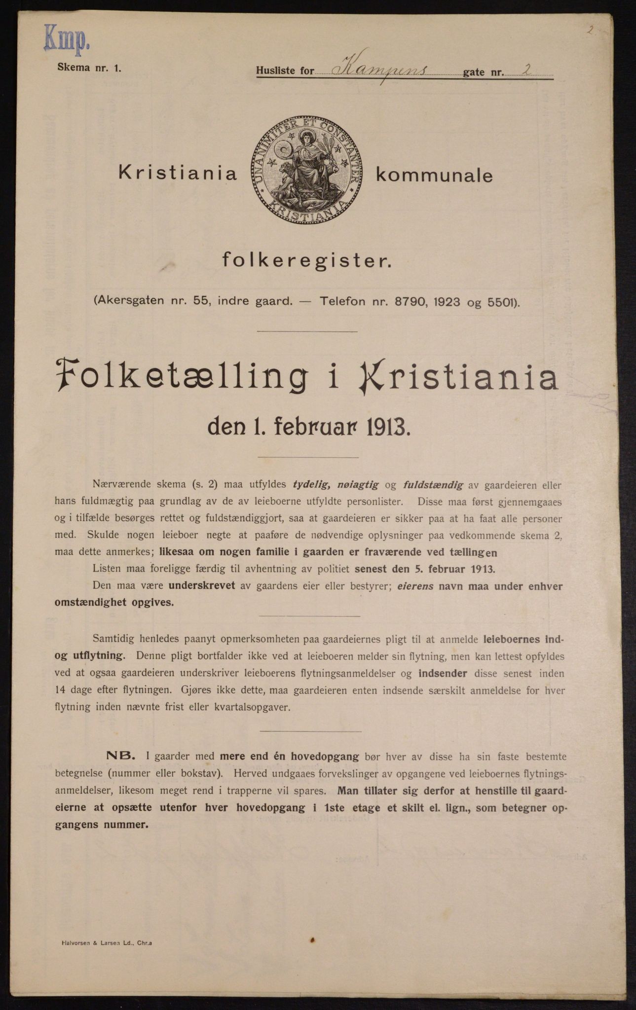 OBA, Municipal Census 1913 for Kristiania, 1913, p. 47501
