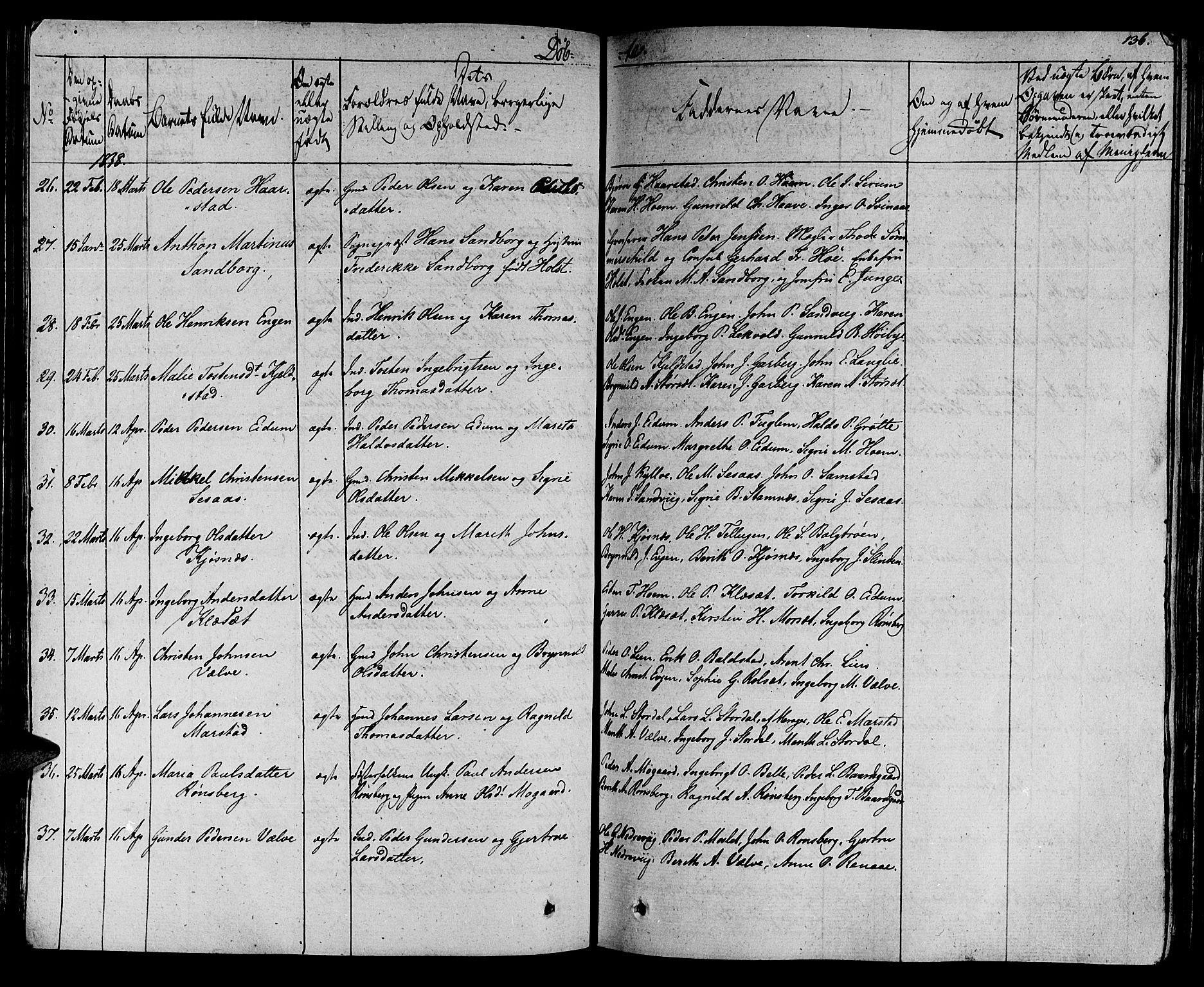 Ministerialprotokoller, klokkerbøker og fødselsregistre - Sør-Trøndelag, SAT/A-1456/695/L1143: Parish register (official) no. 695A05 /1, 1824-1842, p. 136