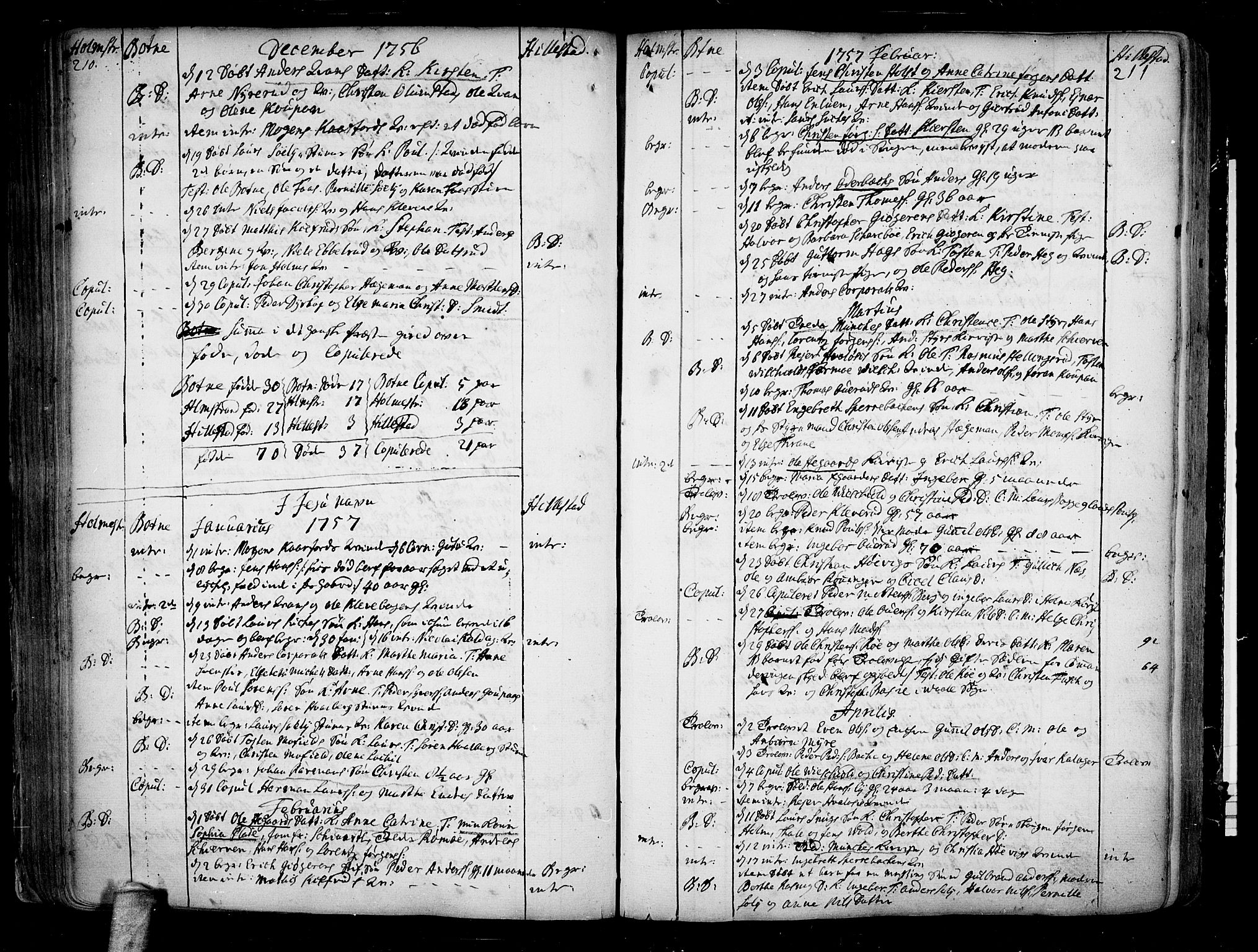Botne kirkebøker, SAKO/A-340/F/Fa/L0001a: Parish register (official) no. I 1A, 1707-1778, p. 210-211
