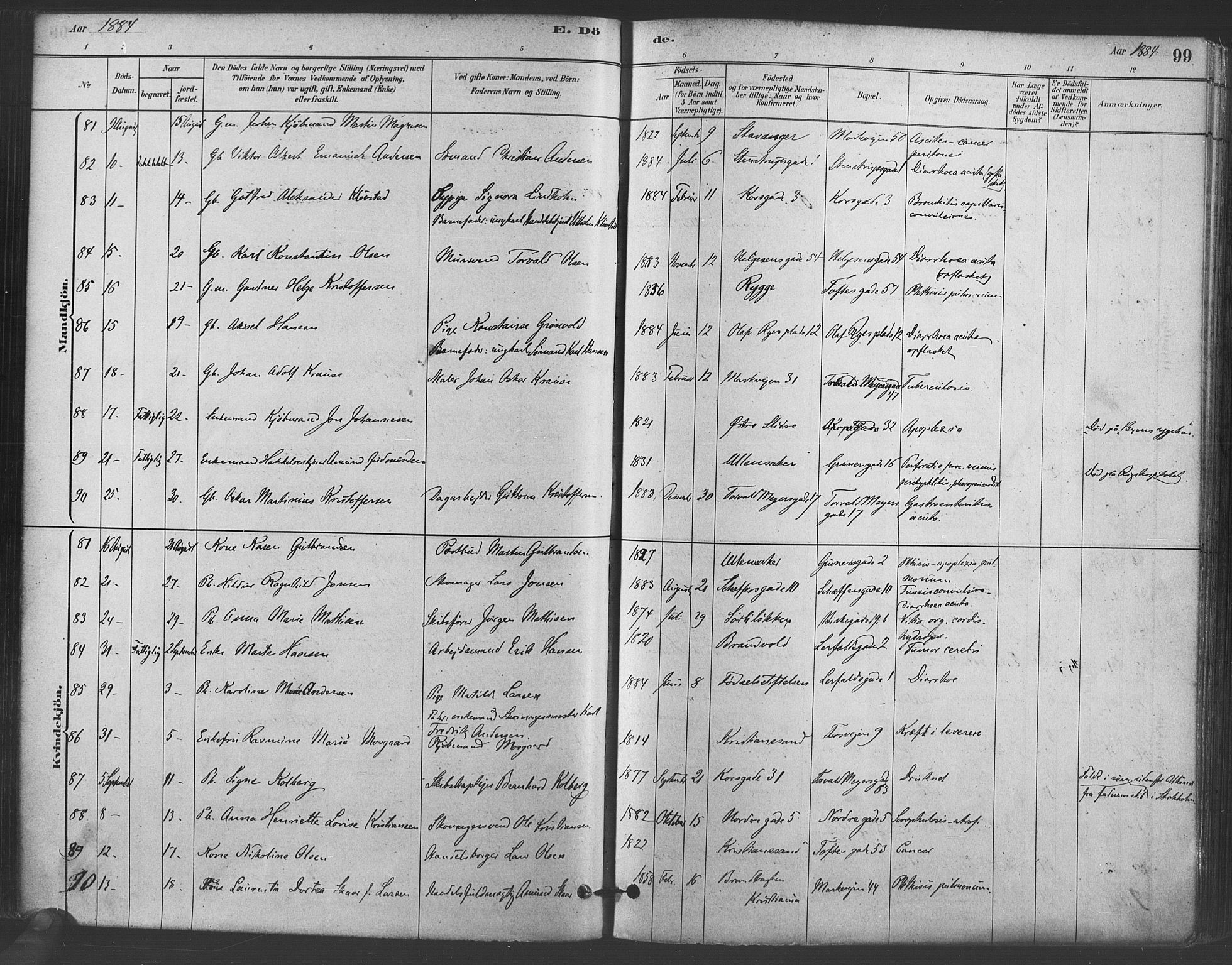 Paulus prestekontor Kirkebøker, AV/SAO-A-10871/F/Fa/L0005: Parish register (official) no. 5, 1879-1889, p. 99