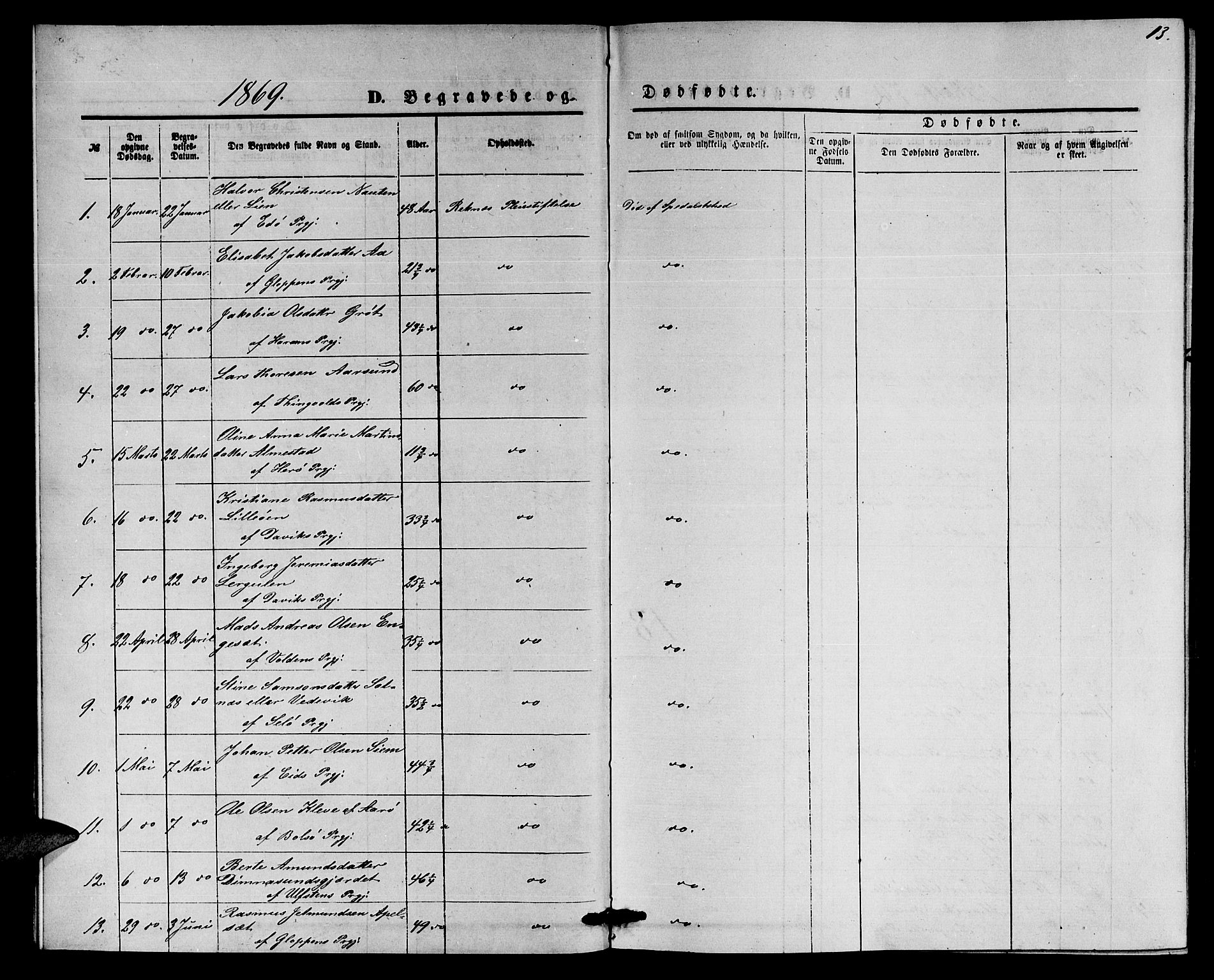 Ministerialprotokoller, klokkerbøker og fødselsregistre - Møre og Romsdal, SAT/A-1454/559/L0715: Parish register (copy) no. 559C01, 1869-1886, p. 13