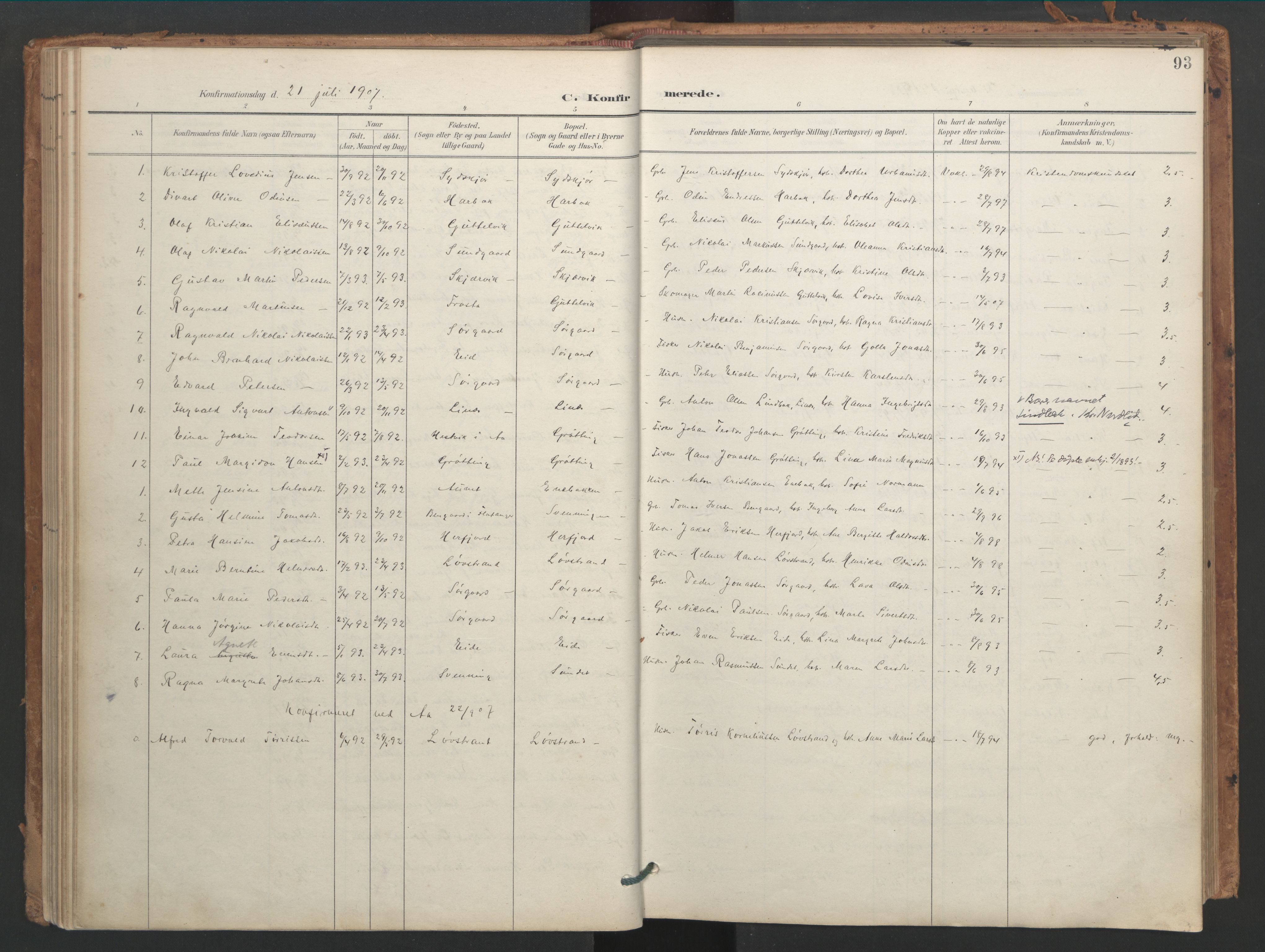 Ministerialprotokoller, klokkerbøker og fødselsregistre - Sør-Trøndelag, SAT/A-1456/656/L0693: Parish register (official) no. 656A02, 1894-1913, p. 93