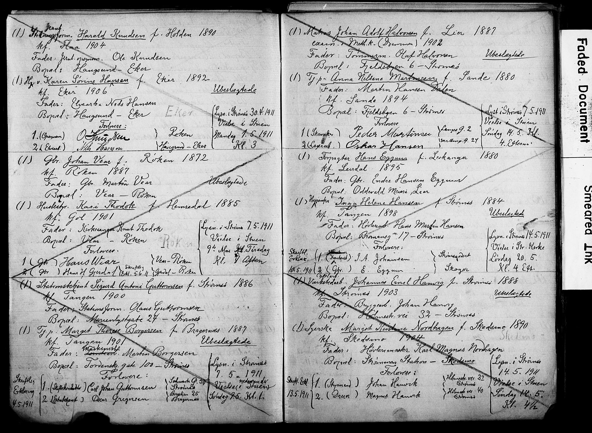 Strømsø kirkebøker, SAKO/A-246/H/Ha/L0014: Banns register no. 14, 1911-1920
