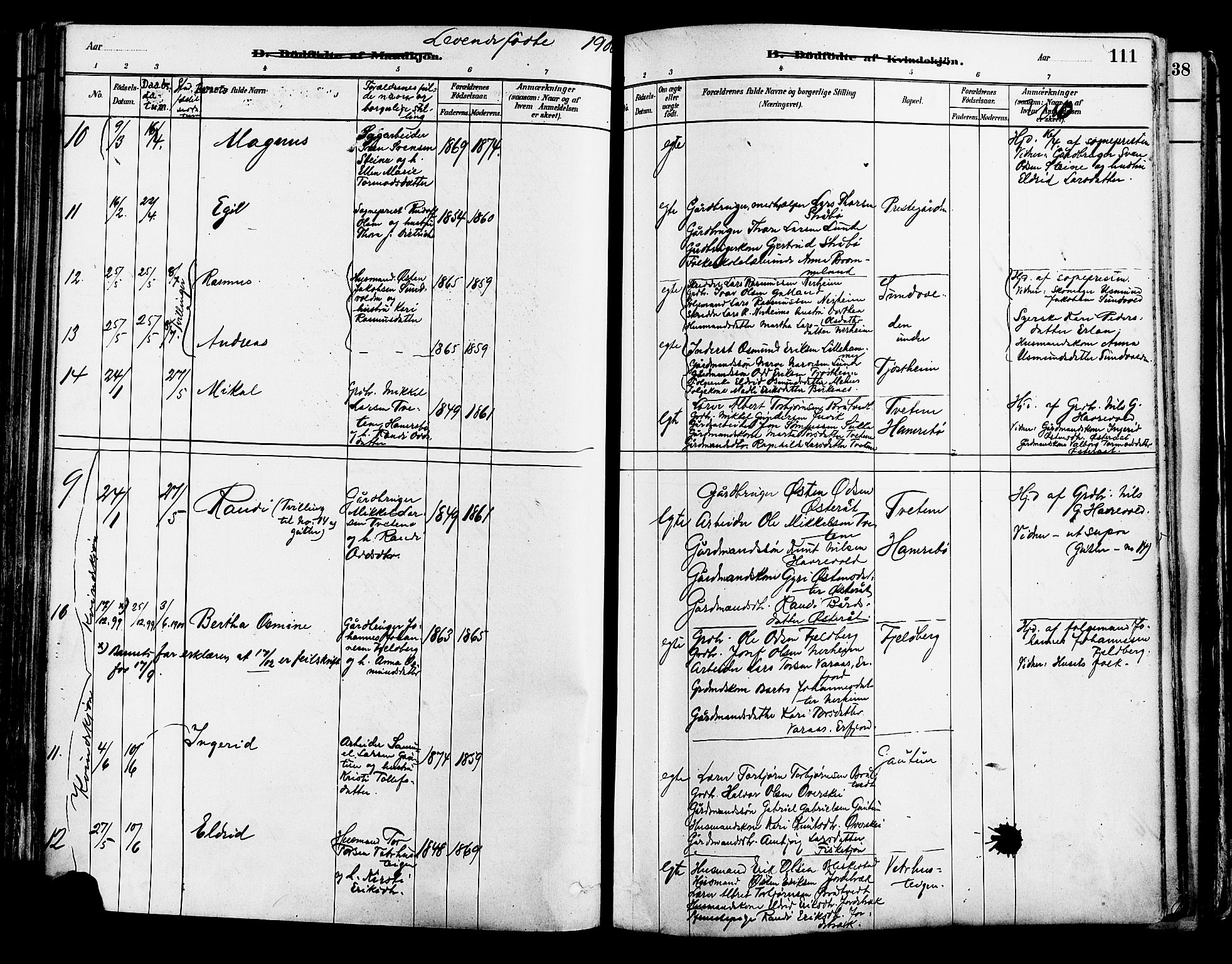 Suldal sokneprestkontor, AV/SAST-A-101845/01/IV/L0011: Parish register (official) no. A 11, 1878-1900, p. 111