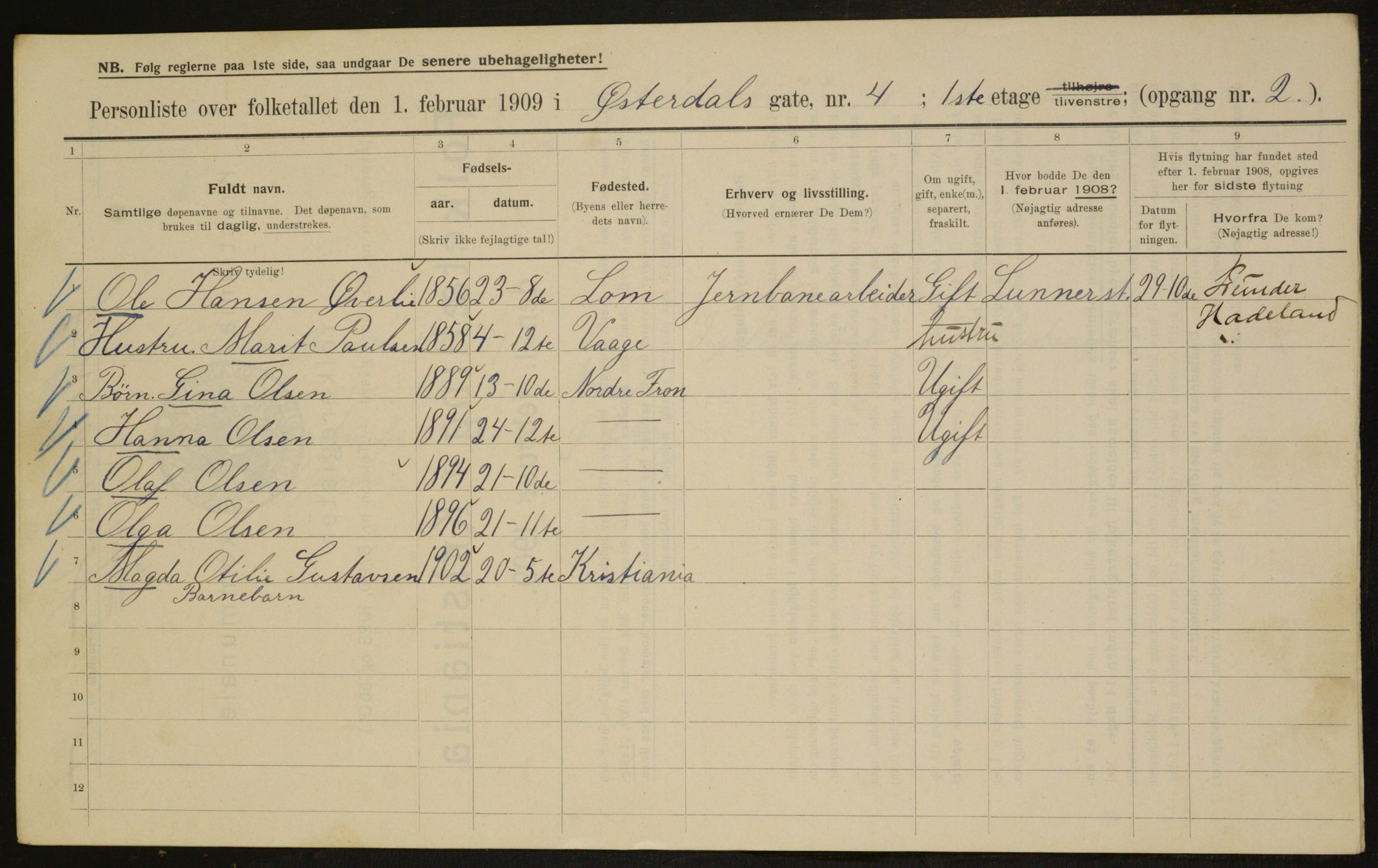 OBA, Municipal Census 1909 for Kristiania, 1909, p. 117111