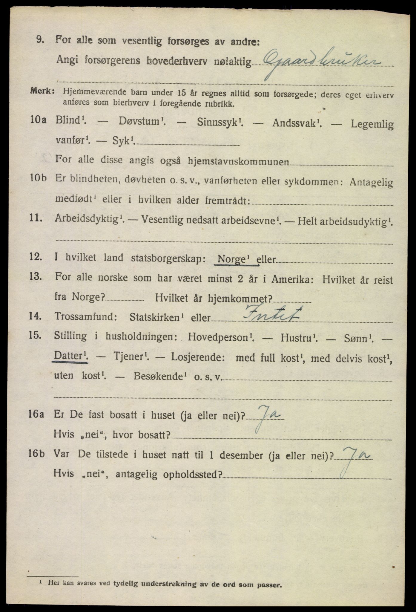 SAK, 1920 census for Oddernes, 1920, p. 6378