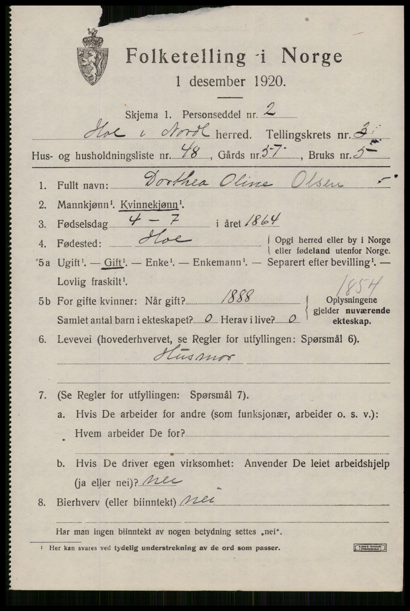 SAT, 1920 census for Hol, 1920, p. 2963