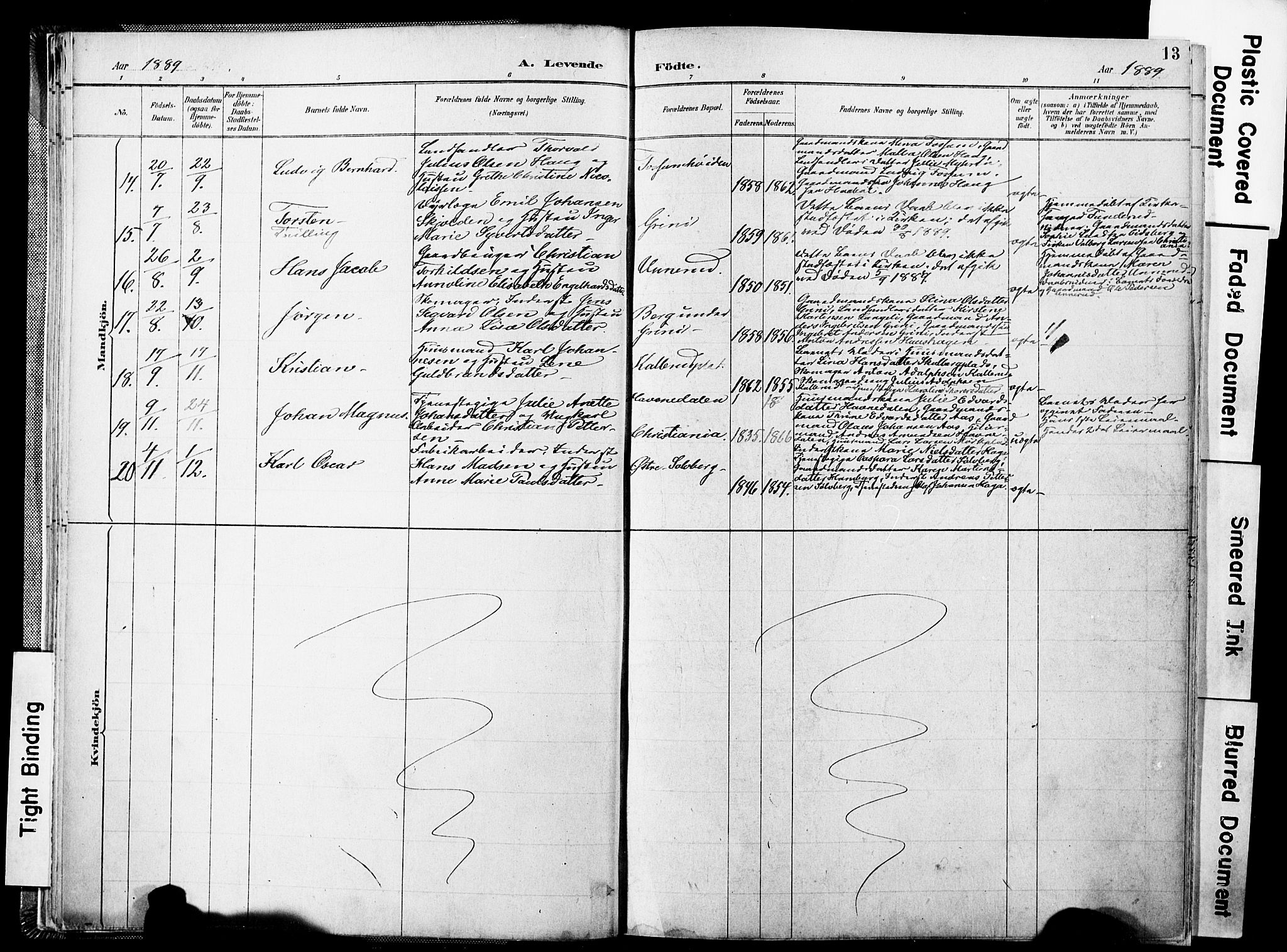 Spydeberg prestekontor Kirkebøker, AV/SAO-A-10924/F/Fa/L0008: Parish register (official) no. I 8, 1886-1900, p. 13