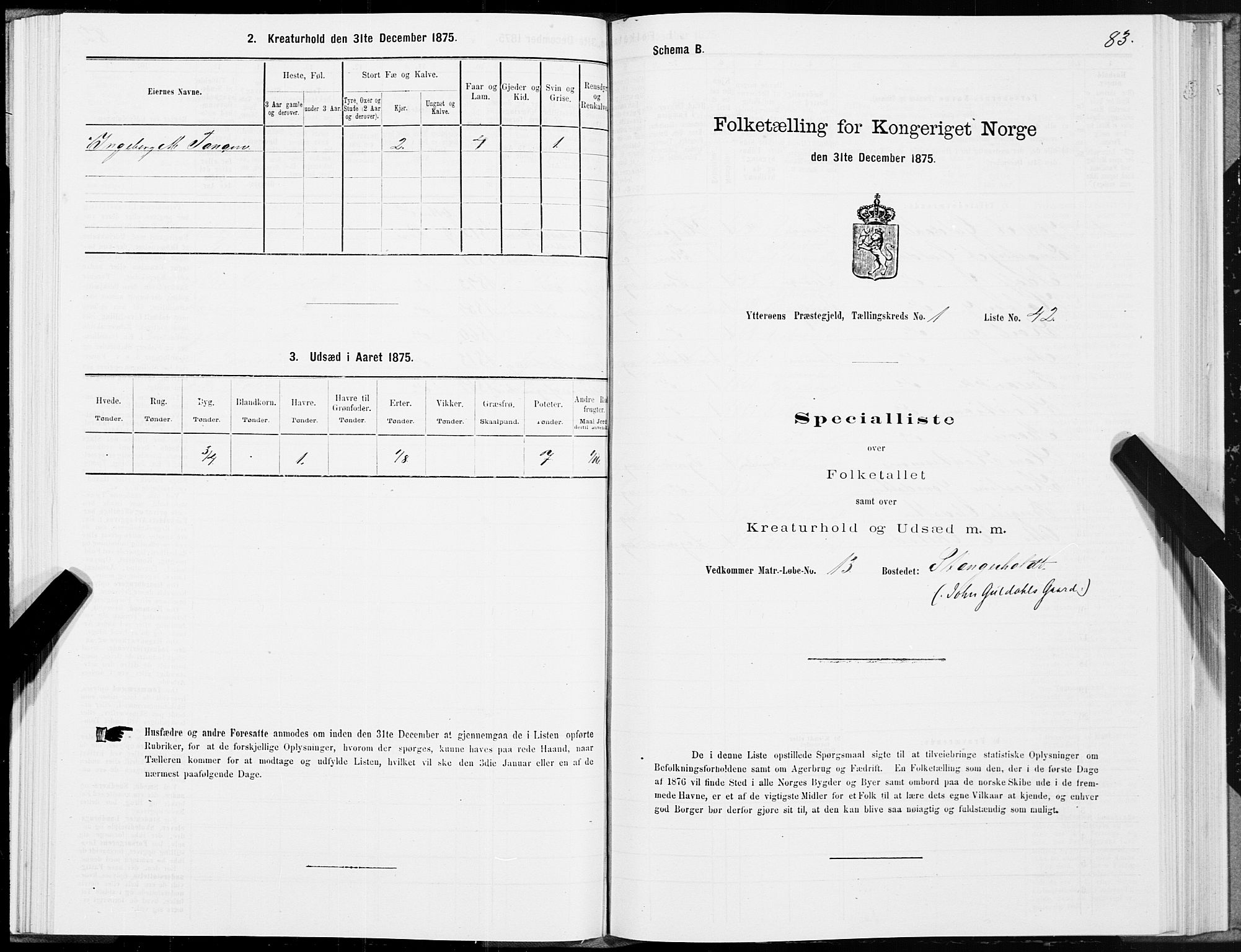 SAT, 1875 census for 1722P Ytterøy, 1875, p. 1083