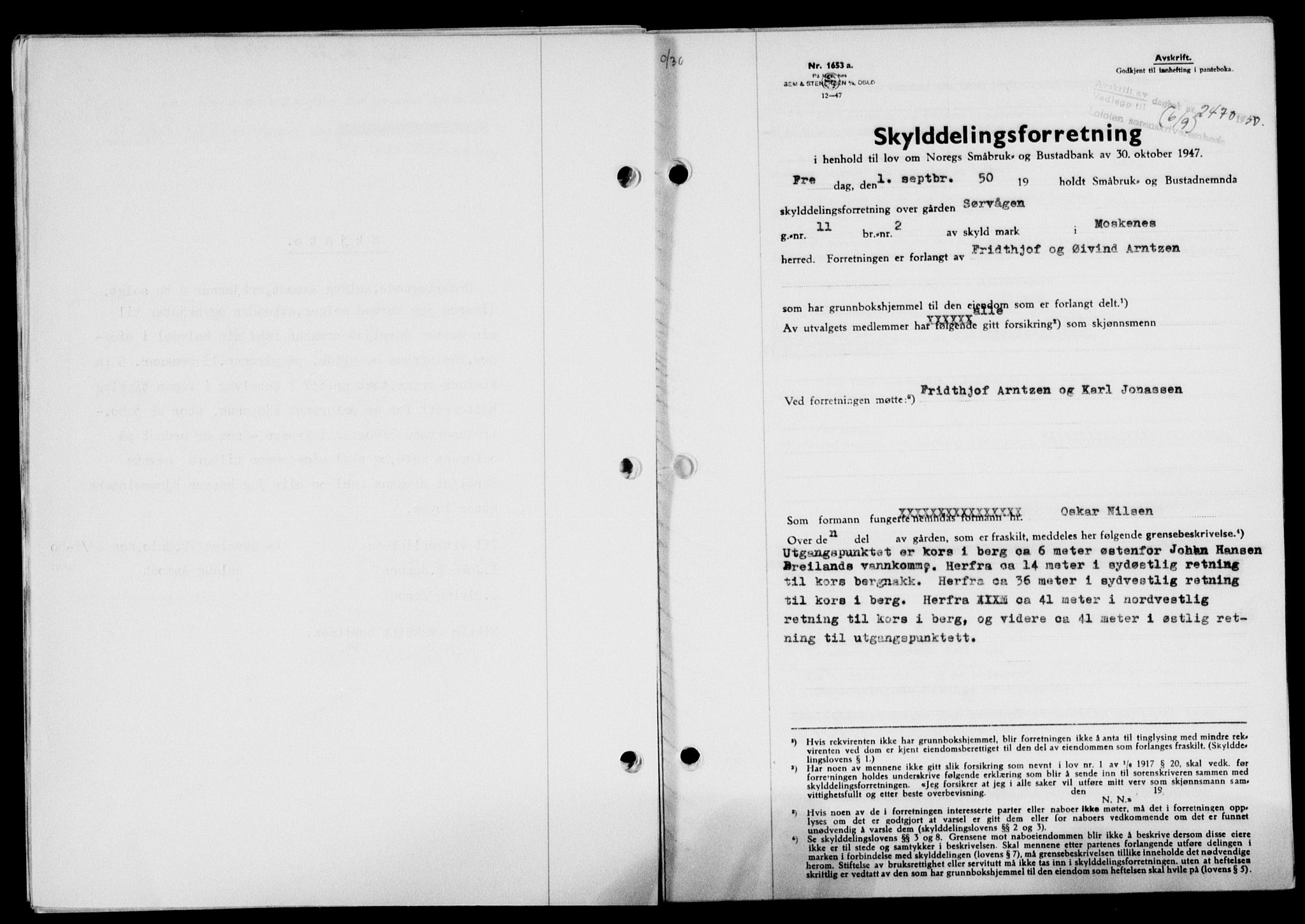 Lofoten sorenskriveri, SAT/A-0017/1/2/2C/L0024a: Mortgage book no. 24a, 1950-1950, Diary no: : 2470/1950
