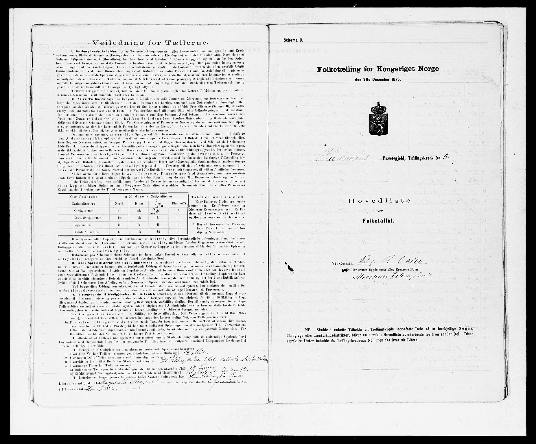 SAB, 1875 census for 1254P Hamre, 1875, p. 12