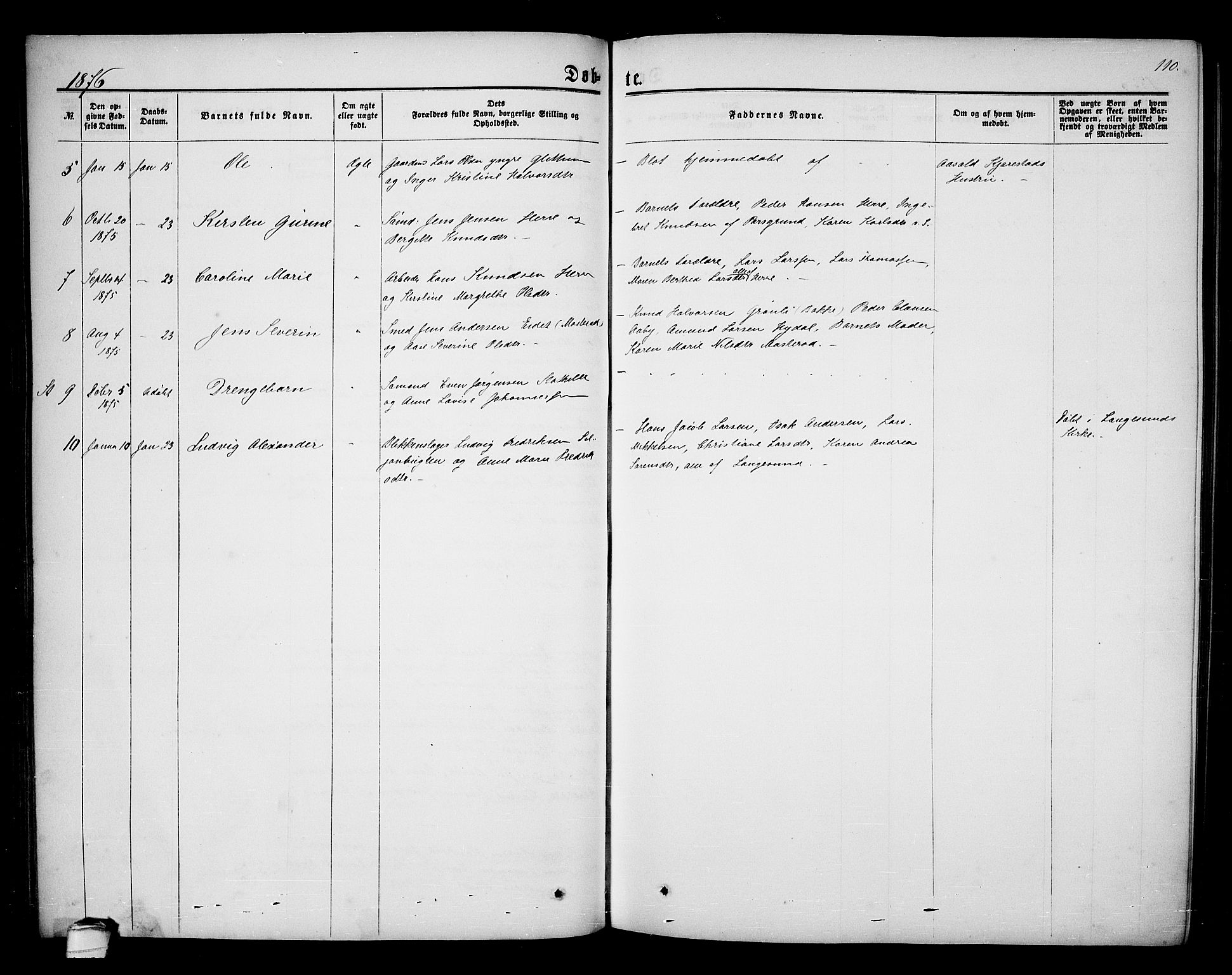 Bamble kirkebøker, SAKO/A-253/G/Ga/L0006: Parish register (copy) no. I 6, 1860-1876, p. 110