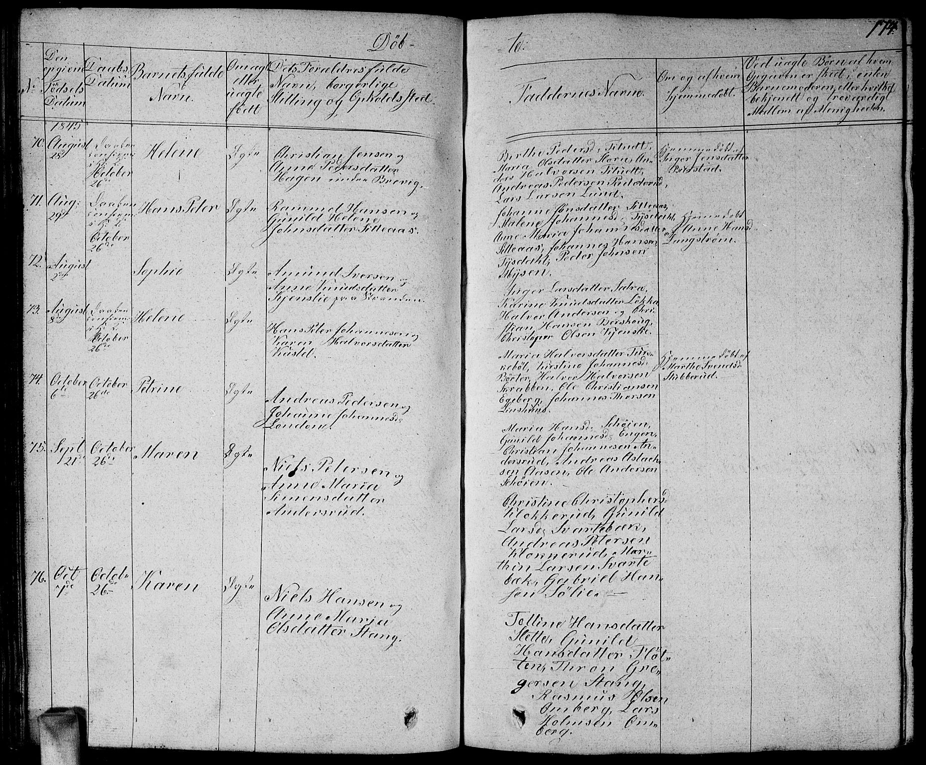 Enebakk prestekontor Kirkebøker, AV/SAO-A-10171c/G/Ga/L0003: Parish register (copy) no. I 3, 1833-1849, p. 174