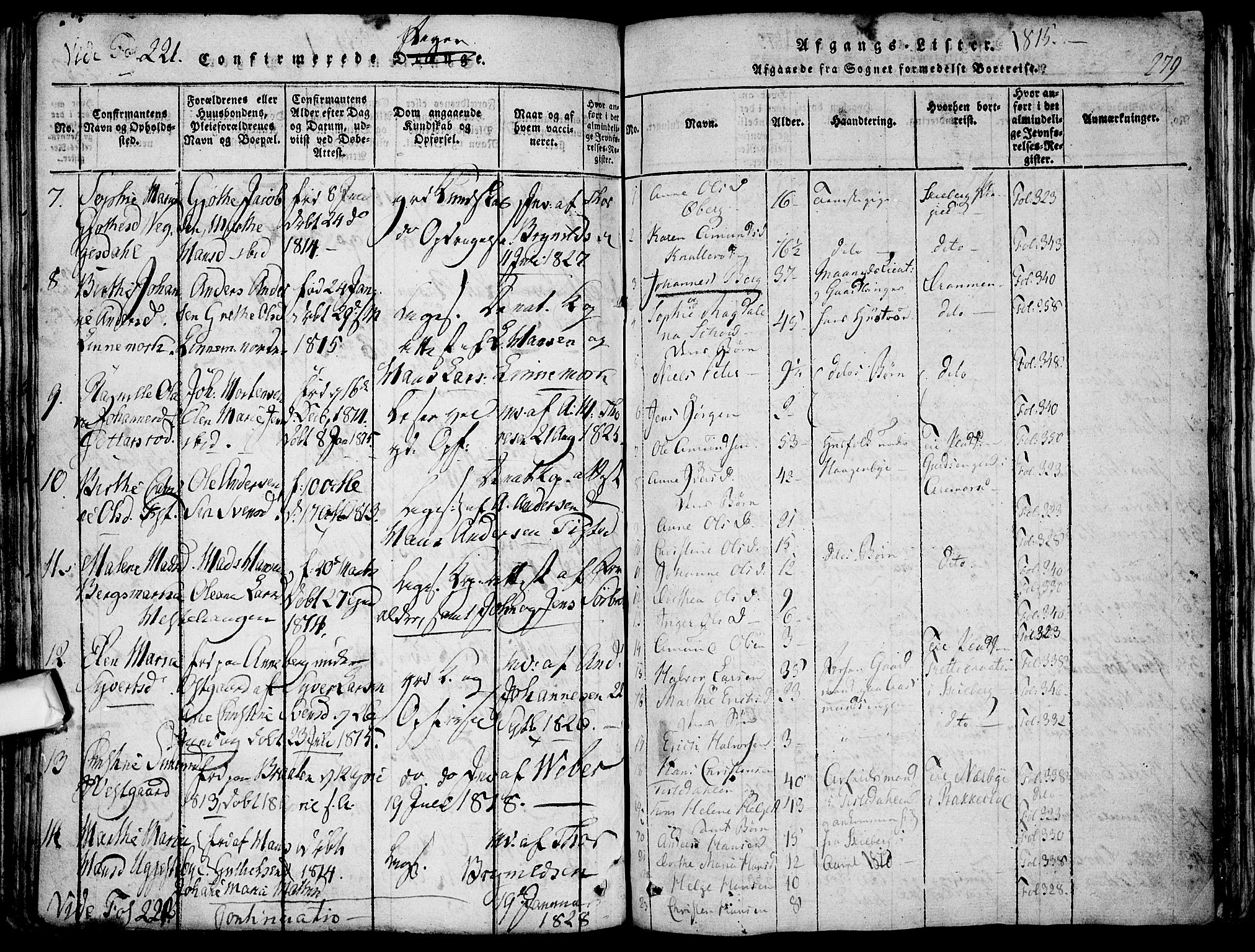 Berg prestekontor Kirkebøker, SAO/A-10902/F/Fa/L0002: Parish register (official) no. I 2, 1815-1831, p. 279