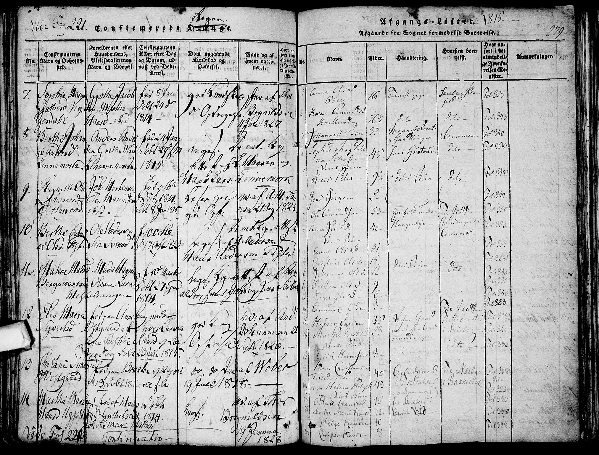 Berg prestekontor Kirkebøker, AV/SAO-A-10902/F/Fa/L0002: Parish register (official) no. I 2, 1815-1831, p. 279