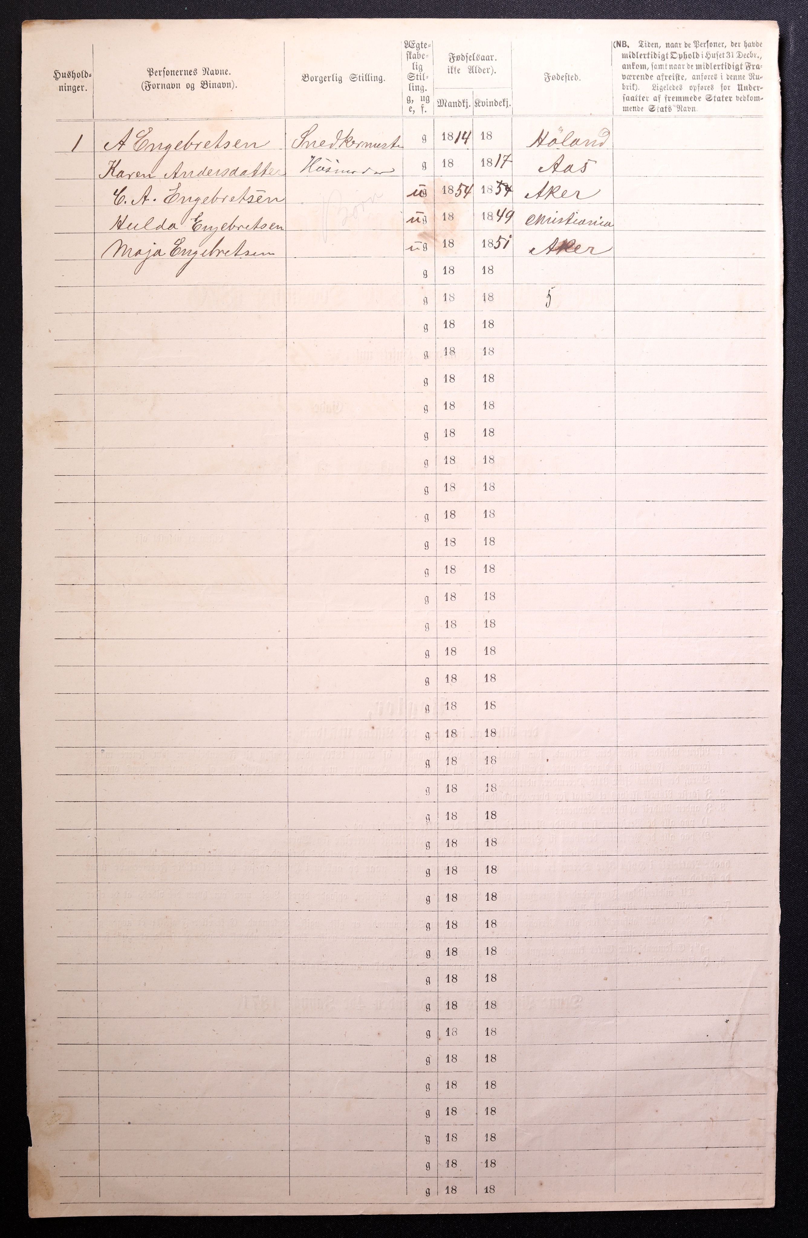 RA, 1870 census for 0301 Kristiania, 1870, p. 2035