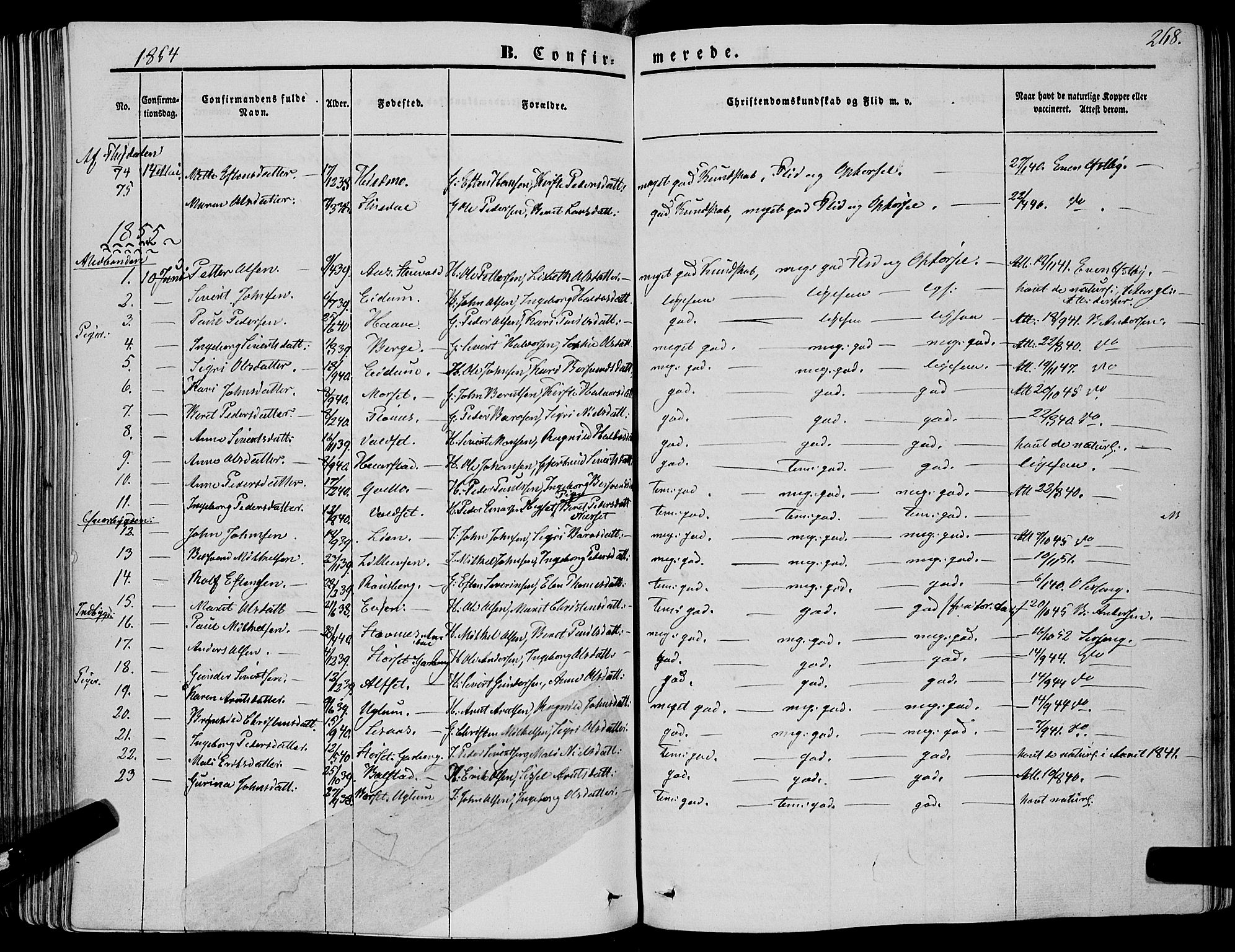 Ministerialprotokoller, klokkerbøker og fødselsregistre - Sør-Trøndelag, SAT/A-1456/695/L1145: Parish register (official) no. 695A06 /1, 1843-1859, p. 268