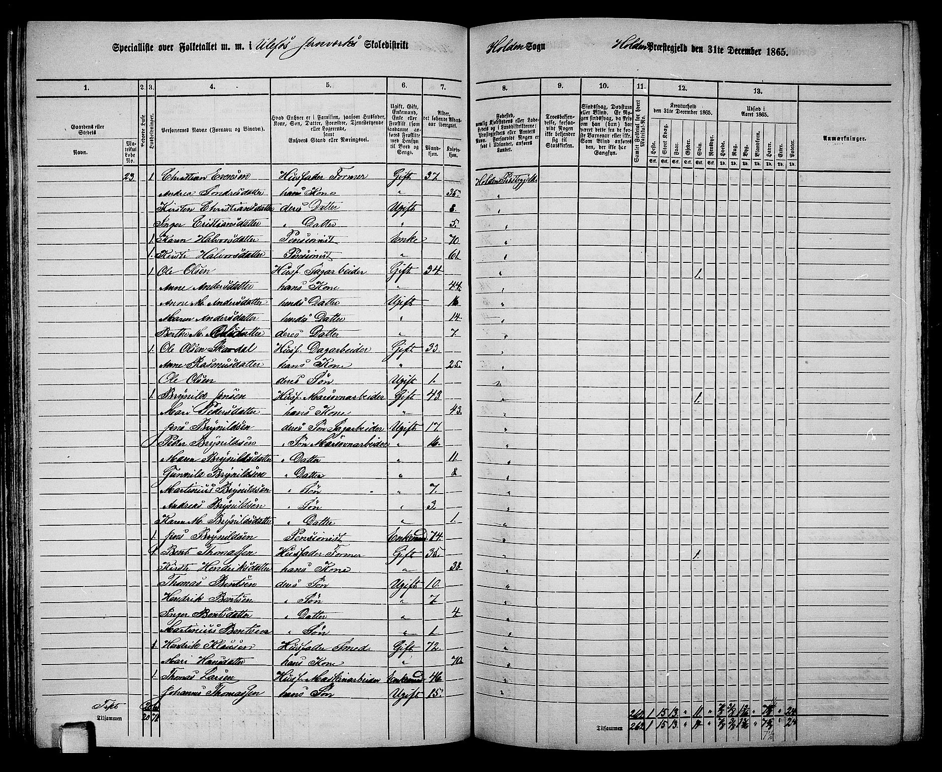 RA, 1865 census for Holla, 1865, p. 56