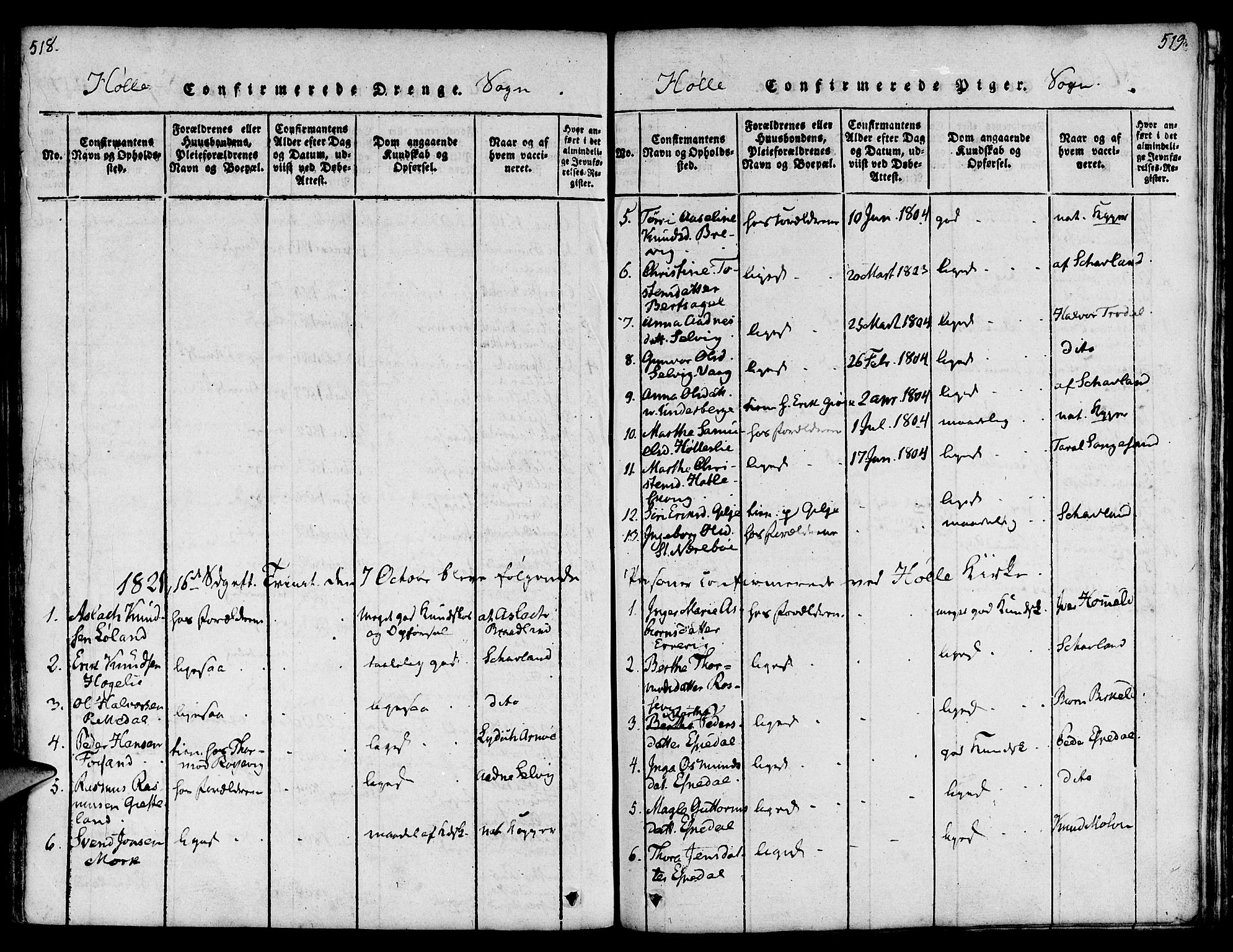 Strand sokneprestkontor, AV/SAST-A-101828/H/Ha/Haa/L0004: Parish register (official) no. A 4 /2, 1816-1833, p. 518-519