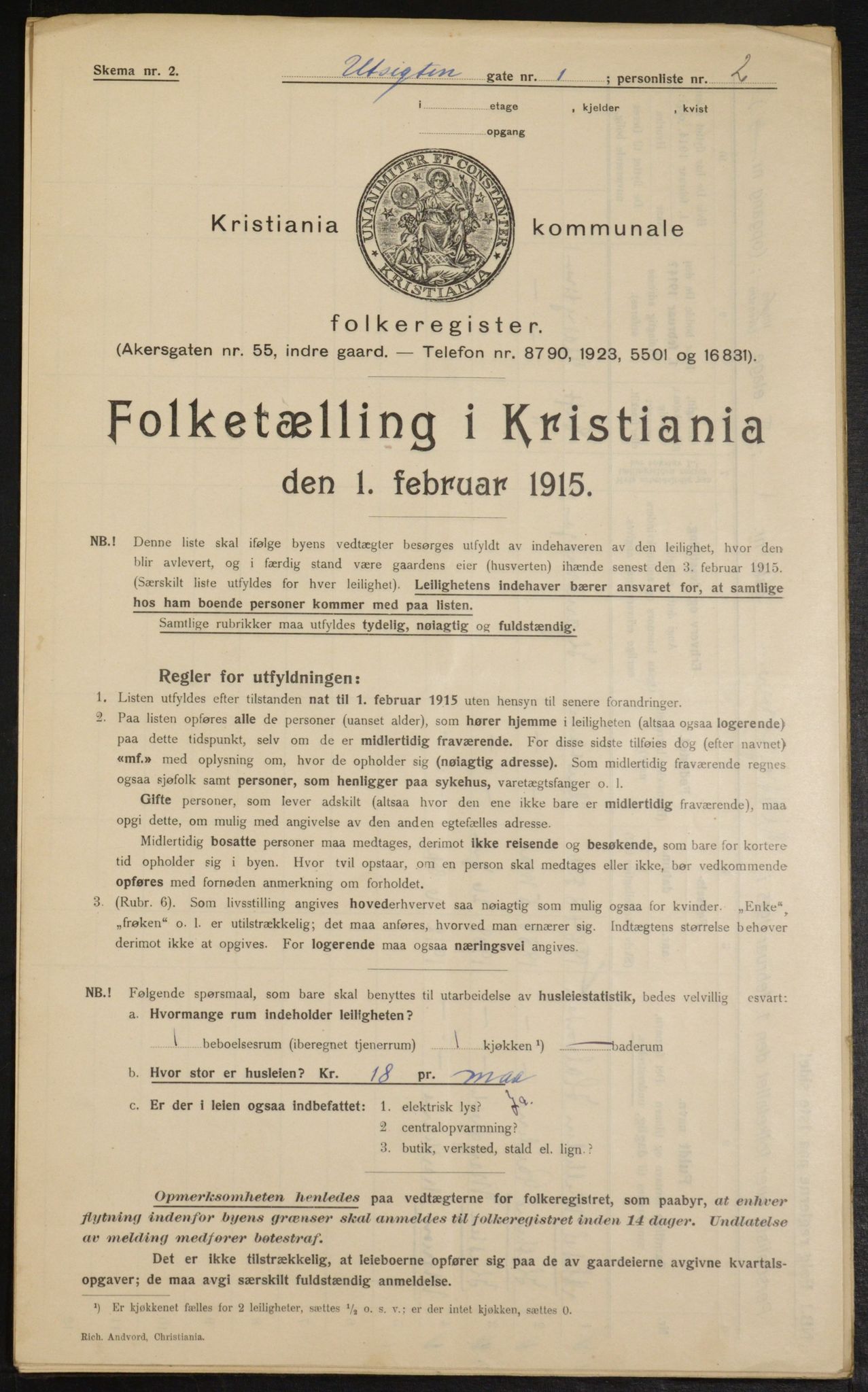 OBA, Municipal Census 1915 for Kristiania, 1915, p. 121952