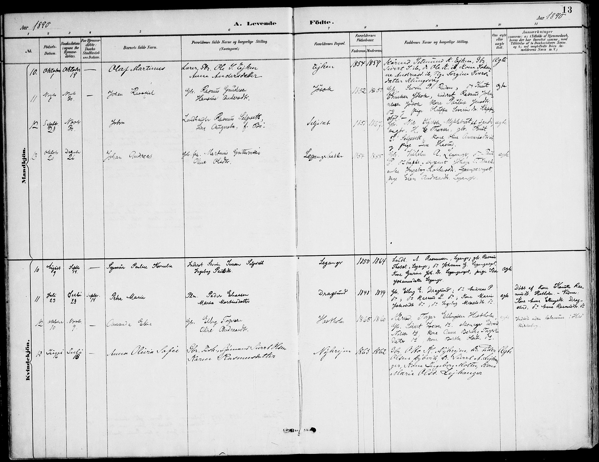 Ministerialprotokoller, klokkerbøker og fødselsregistre - Møre og Romsdal, AV/SAT-A-1454/508/L0095: Parish register (official) no. 508A02, 1887-1920, p. 13