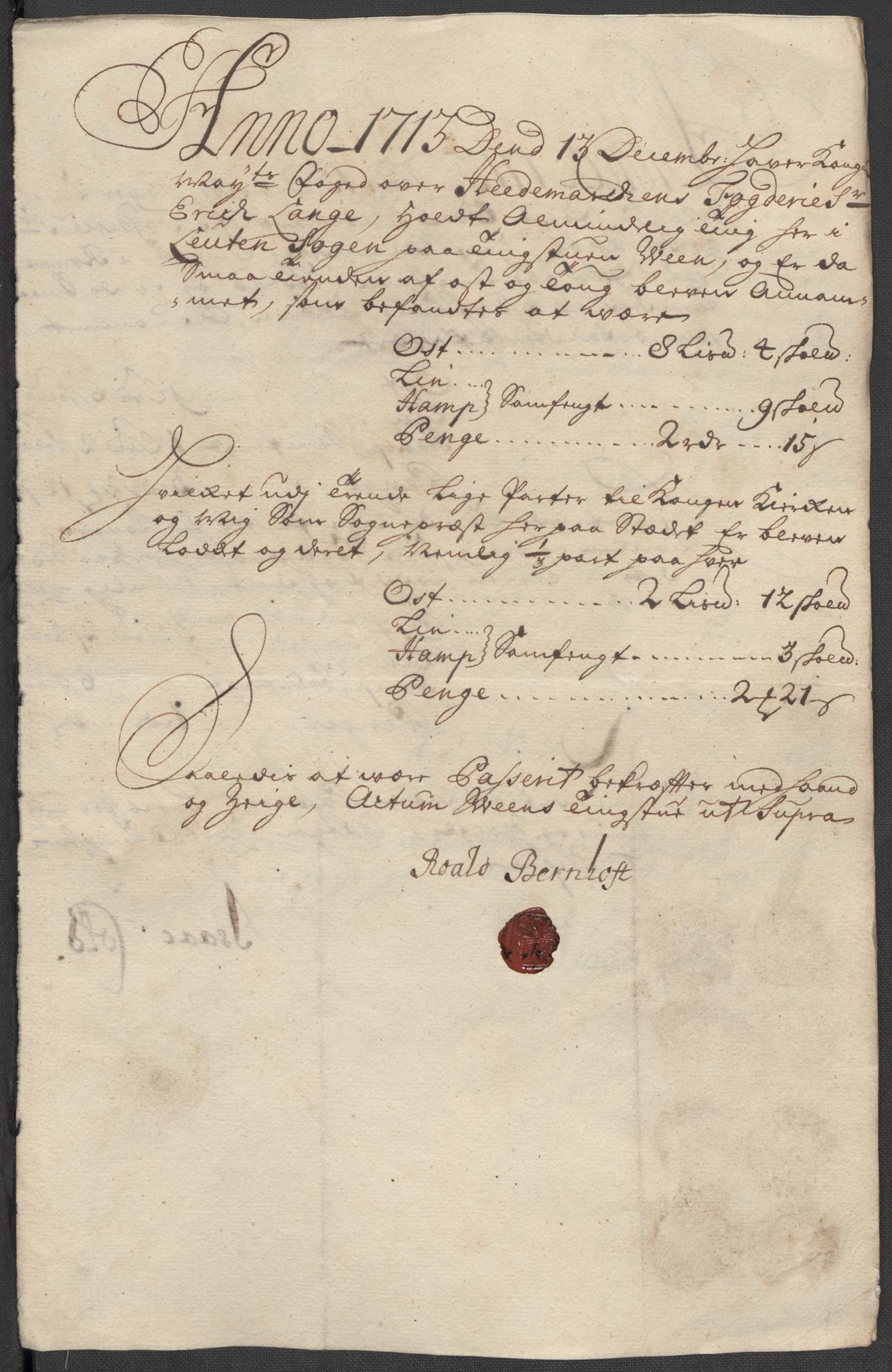 Rentekammeret inntil 1814, Reviderte regnskaper, Fogderegnskap, AV/RA-EA-4092/R16/L1050: Fogderegnskap Hedmark, 1713, p. 336