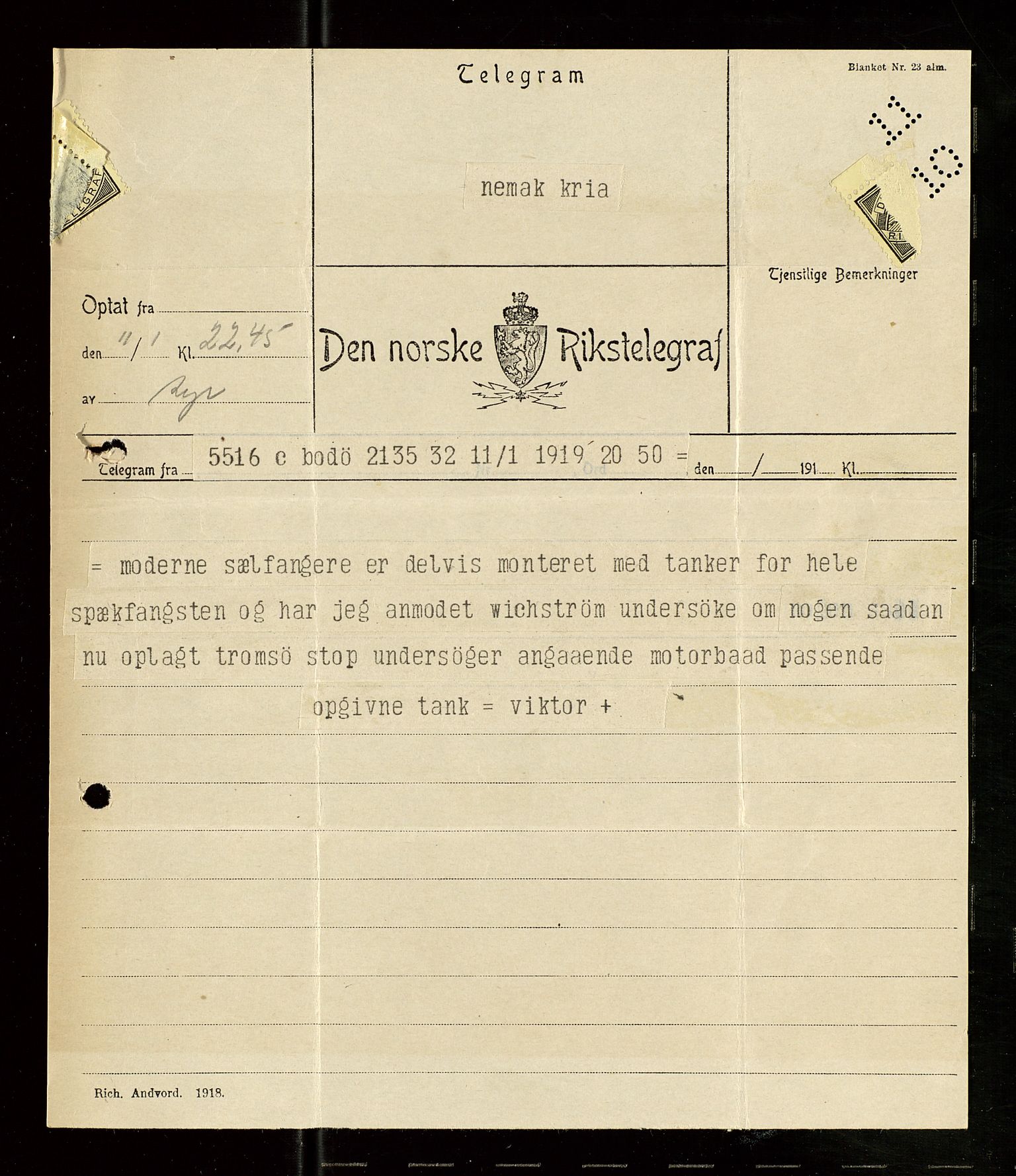 Pa 1521 - A/S Norske Shell, AV/SAST-A-101915/E/Ea/Eaa/L0007: Sjefskorrespondanse, 1919, p. 546