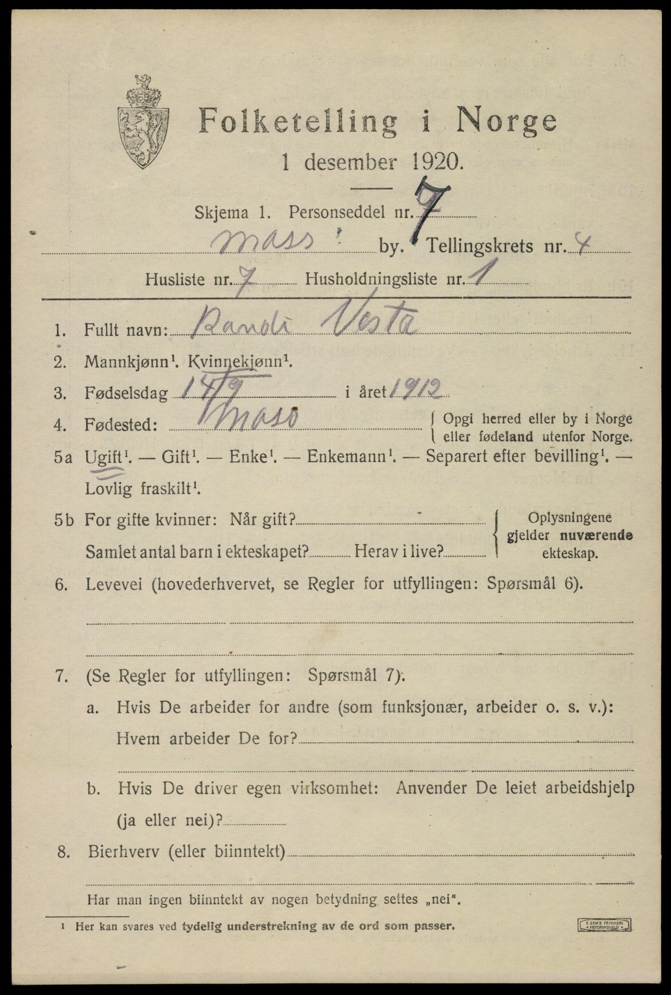 SAO, 1920 census for Moss, 1920, p. 13713