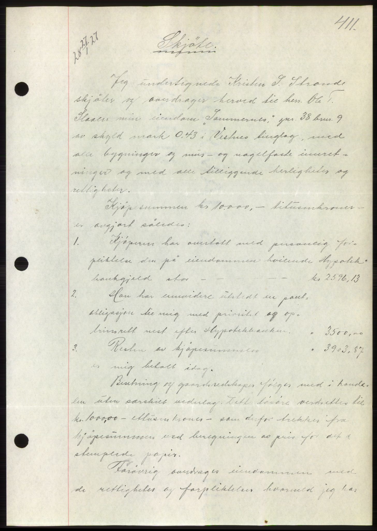 Romsdal sorenskriveri, AV/SAT-A-4149/1/2/2C/L0051: Mortgage book no. 45, 1926-1927, Deed date: 27.01.1927