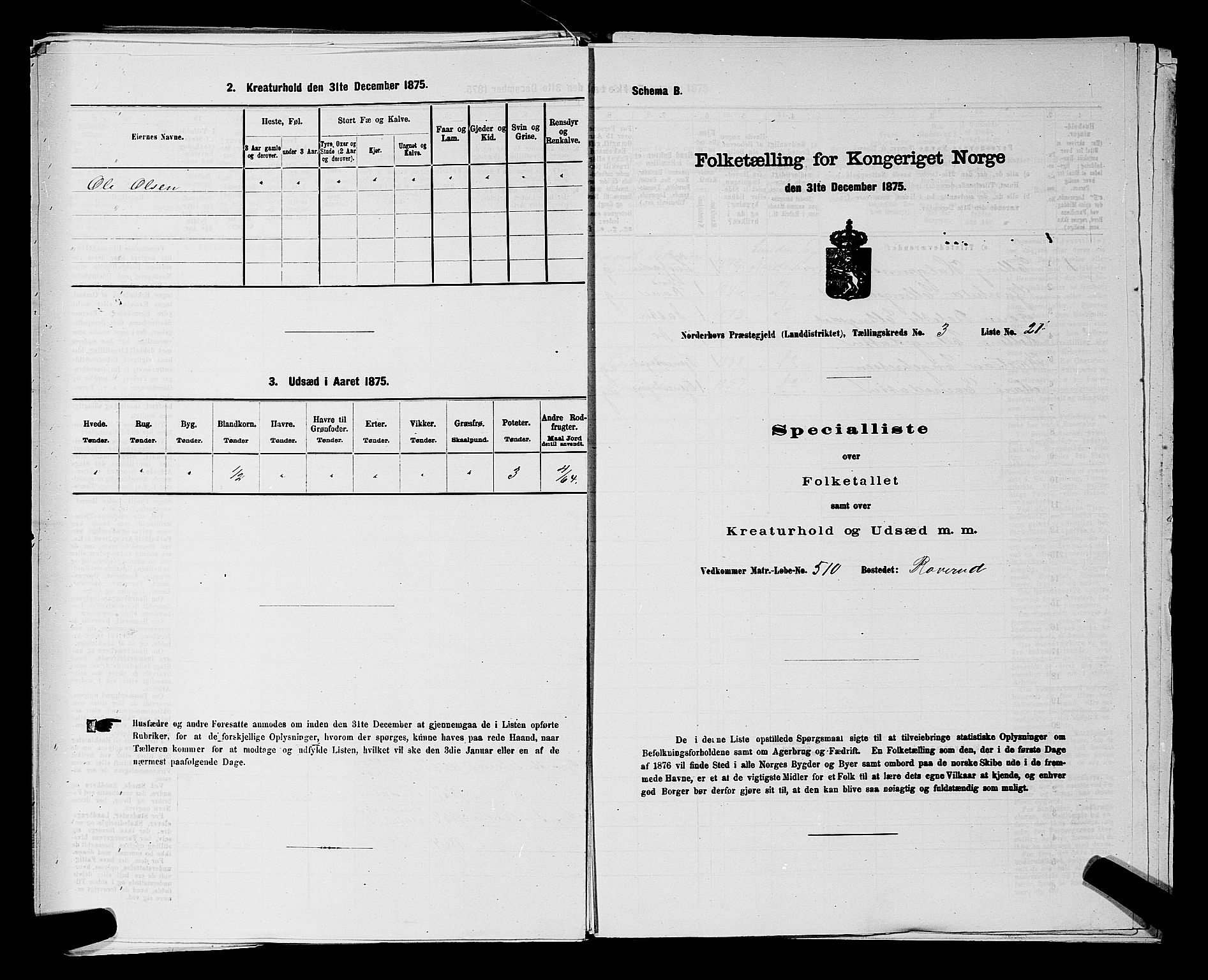 SAKO, 1875 census for 0613L Norderhov/Norderhov, Haug og Lunder, 1875, p. 2628