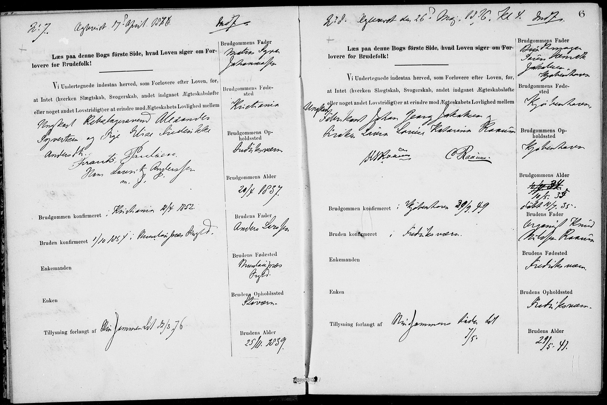 Stavern kirkebøker, SAKO/A-318/H/Ha/L0001: Banns register no. 1, 1875-1918, p. 6