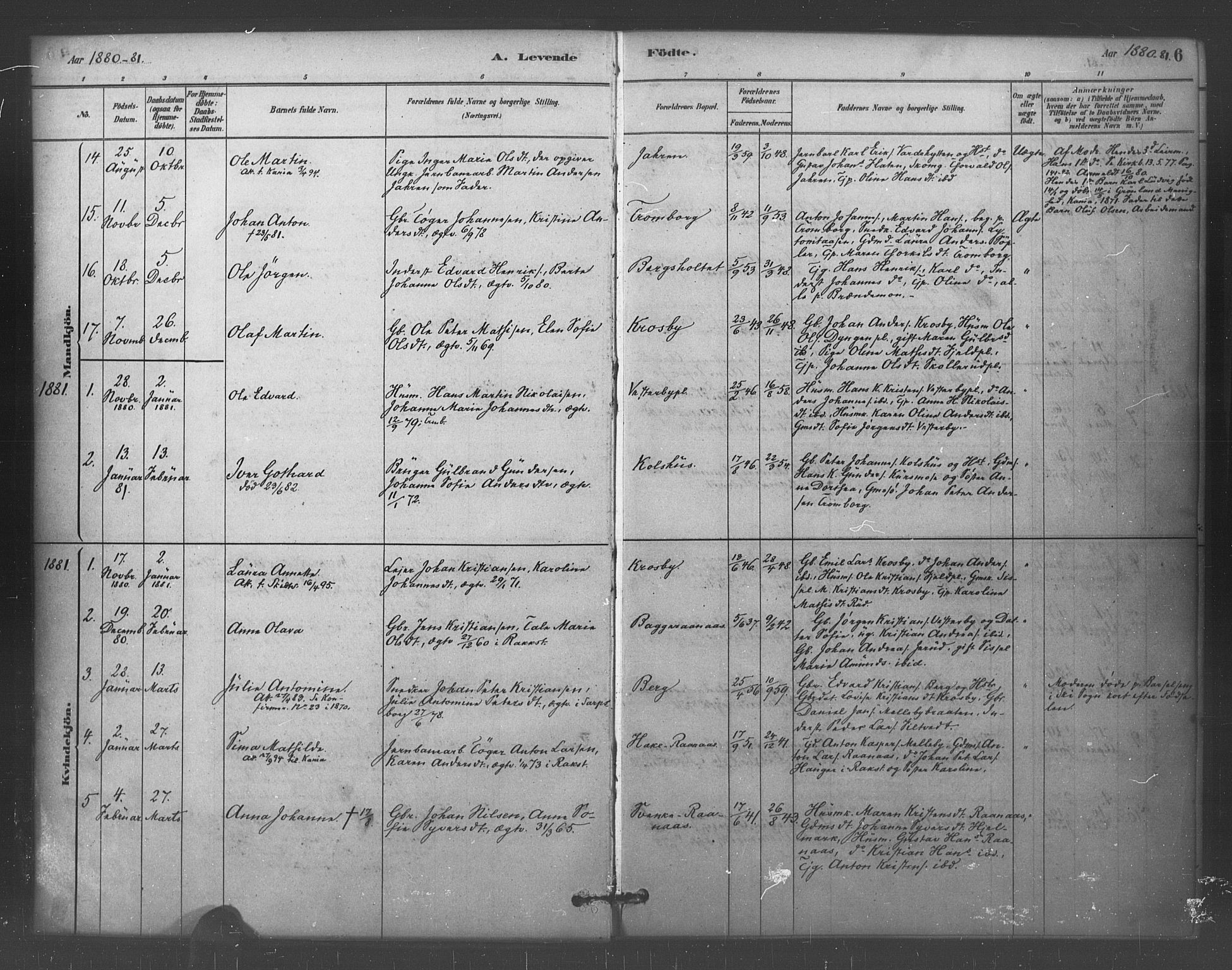 Eidsberg prestekontor Kirkebøker, AV/SAO-A-10905/F/Fc/L0001: Parish register (official) no. III 1, 1879-1905, p. 6