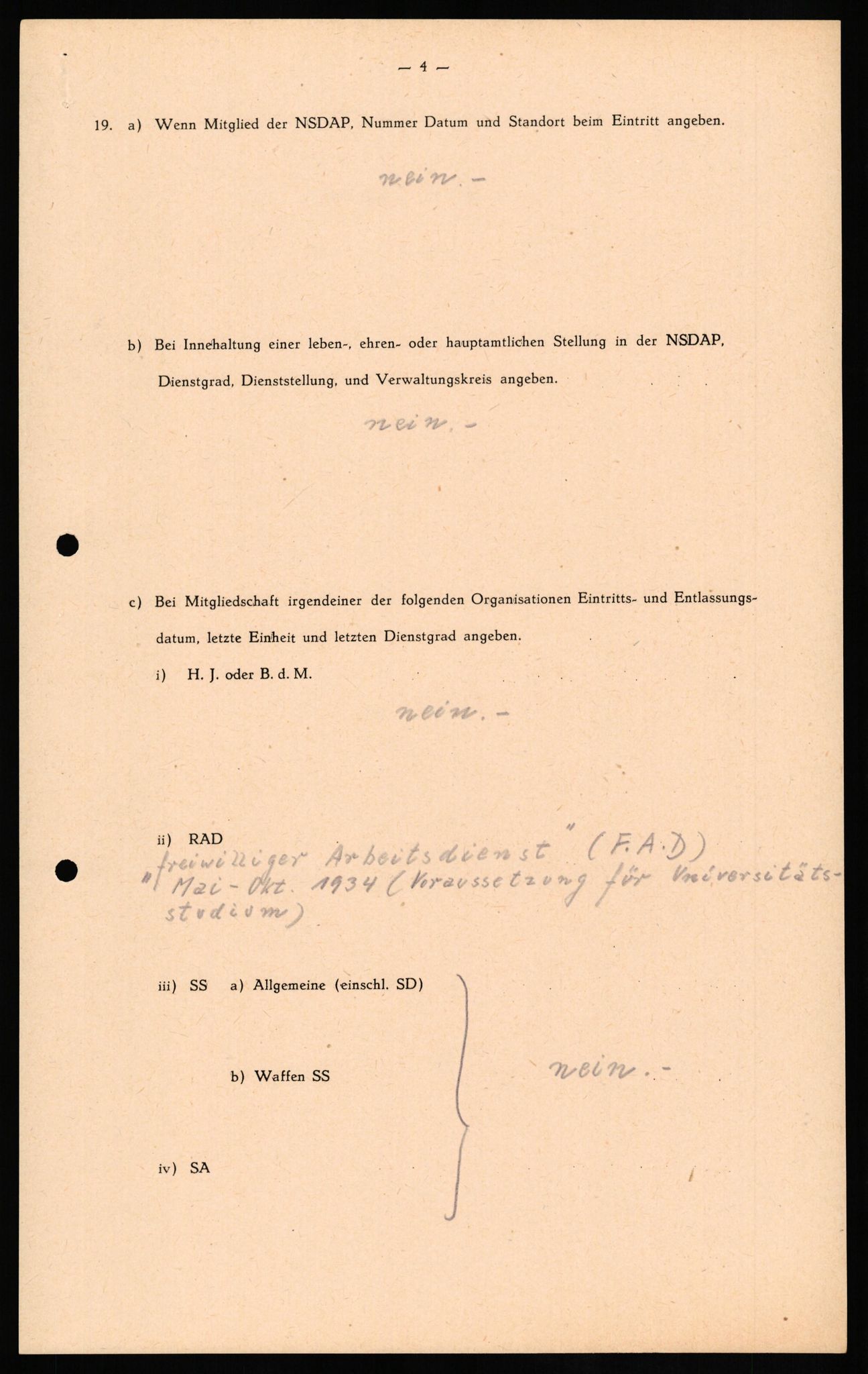 Forsvaret, Forsvarets overkommando II, RA/RAFA-3915/D/Db/L0017: CI Questionaires. Tyske okkupasjonsstyrker i Norge. Tyskere., 1945-1946, p. 458