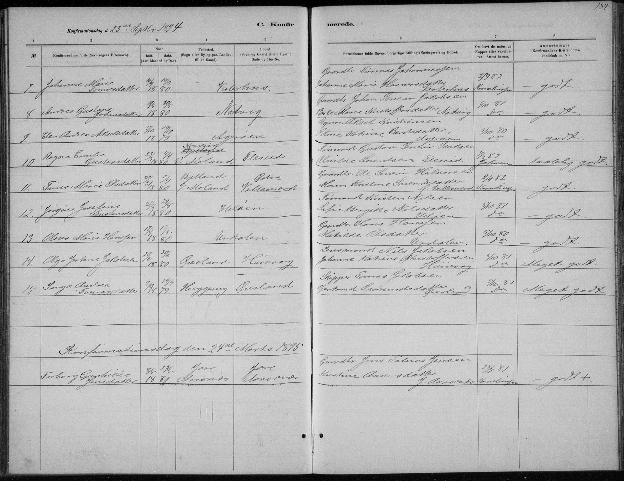 Høvåg sokneprestkontor, SAK/1111-0025/F/Fb/L0004: Parish register (copy) no. B 4, 1883-1898, p. 184