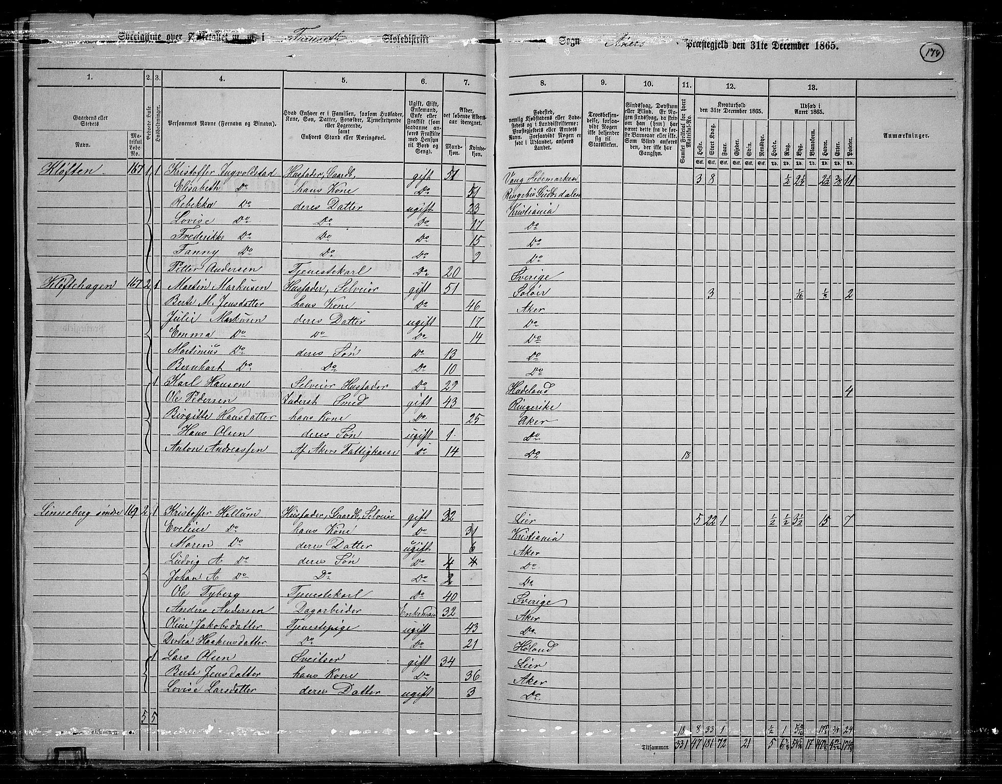 RA, 1865 census for Østre Aker, 1865, p. 163