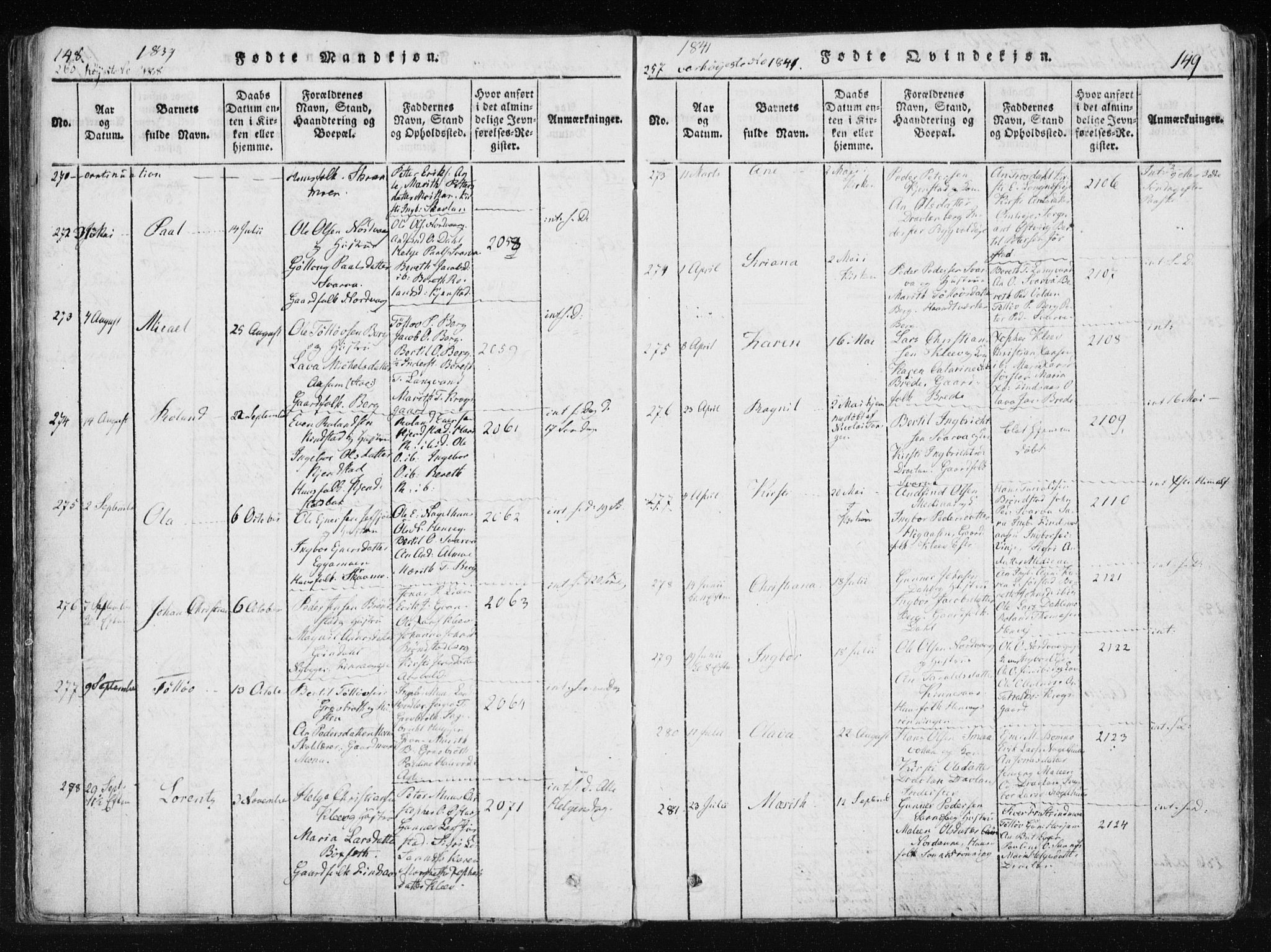 Ministerialprotokoller, klokkerbøker og fødselsregistre - Nord-Trøndelag, AV/SAT-A-1458/749/L0469: Parish register (official) no. 749A03, 1817-1857, p. 148-149