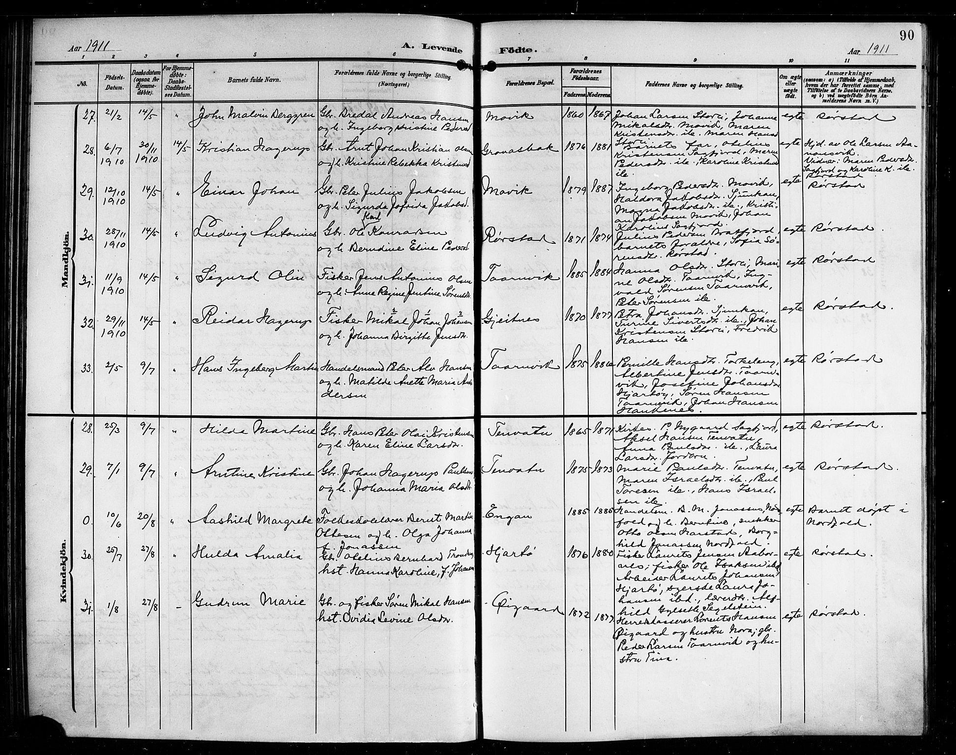 Ministerialprotokoller, klokkerbøker og fødselsregistre - Nordland, AV/SAT-A-1459/854/L0786: Parish register (copy) no. 854C02, 1901-1912, p. 90