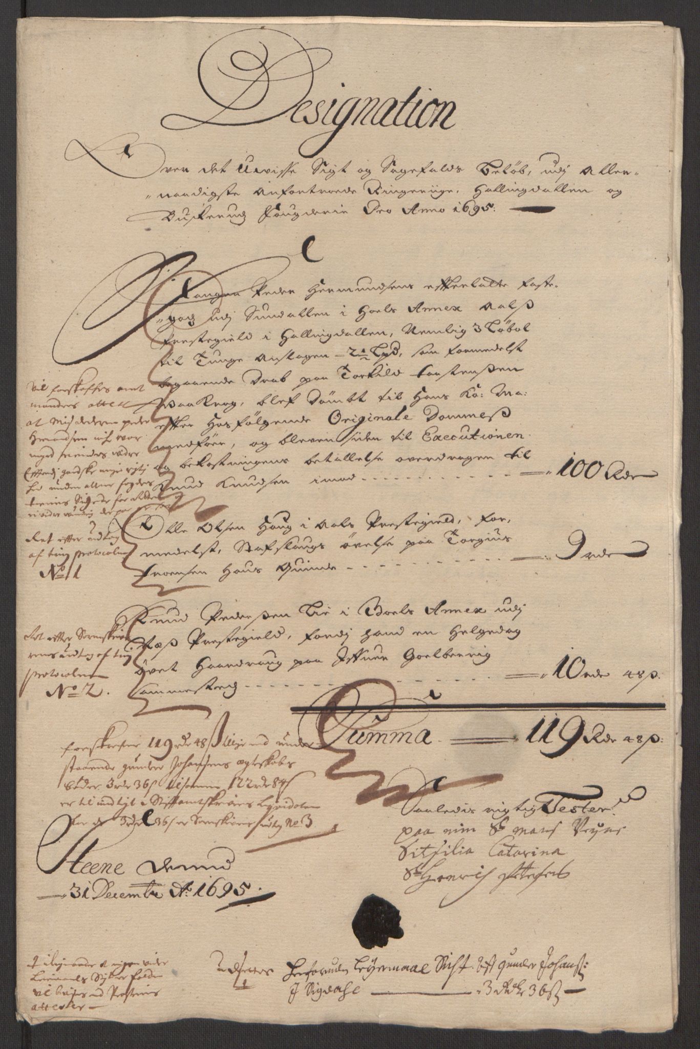 Rentekammeret inntil 1814, Reviderte regnskaper, Fogderegnskap, RA/EA-4092/R22/L1452: Fogderegnskap Ringerike, Hallingdal og Buskerud, 1695, p. 215
