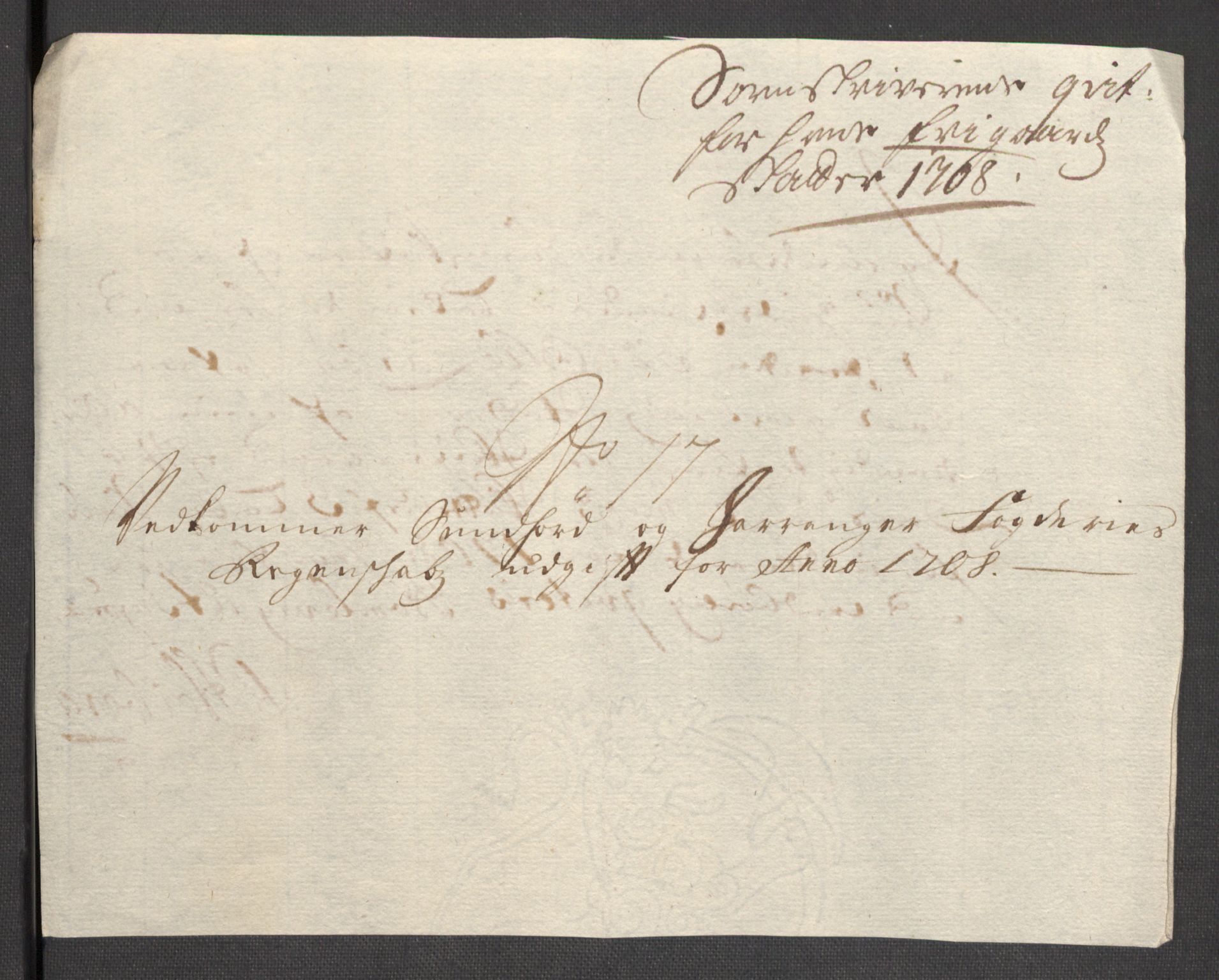 Rentekammeret inntil 1814, Reviderte regnskaper, Fogderegnskap, AV/RA-EA-4092/R48/L2985: Fogderegnskap Sunnhordland og Hardanger, 1708, p. 280